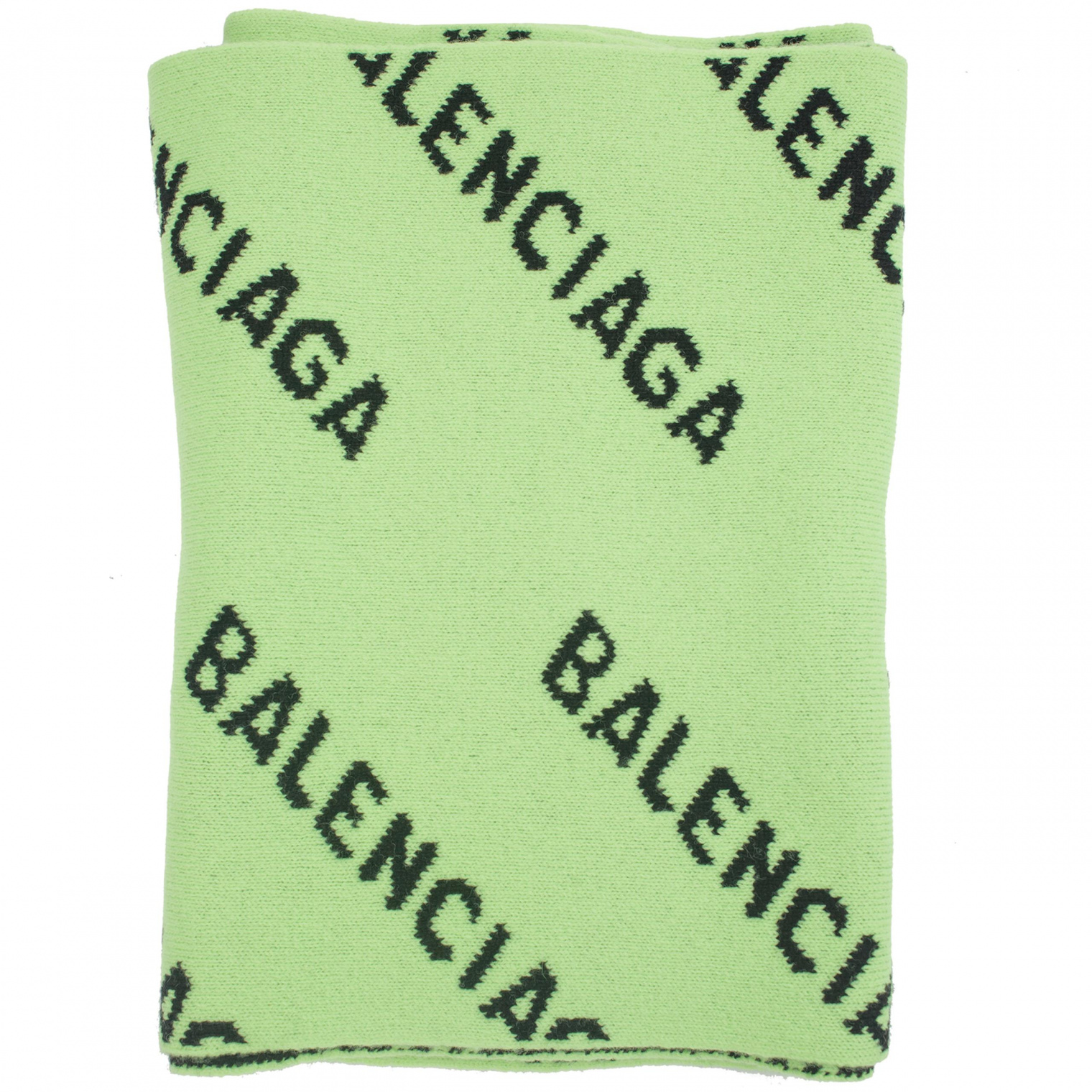 Balenciaga Neon Green All Over Logo Scarf