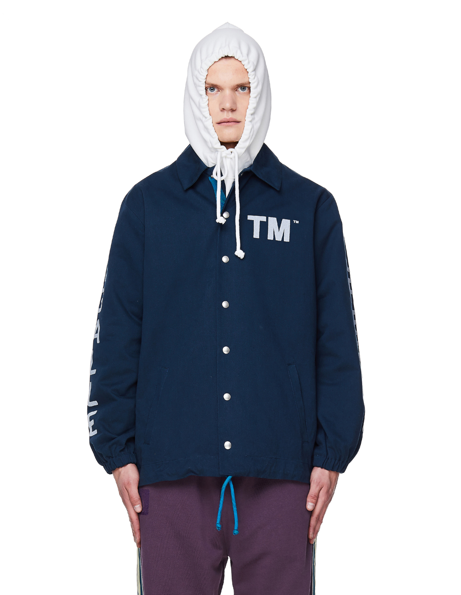 Pigalle Navy Blue Cotton TM Coach Jacket