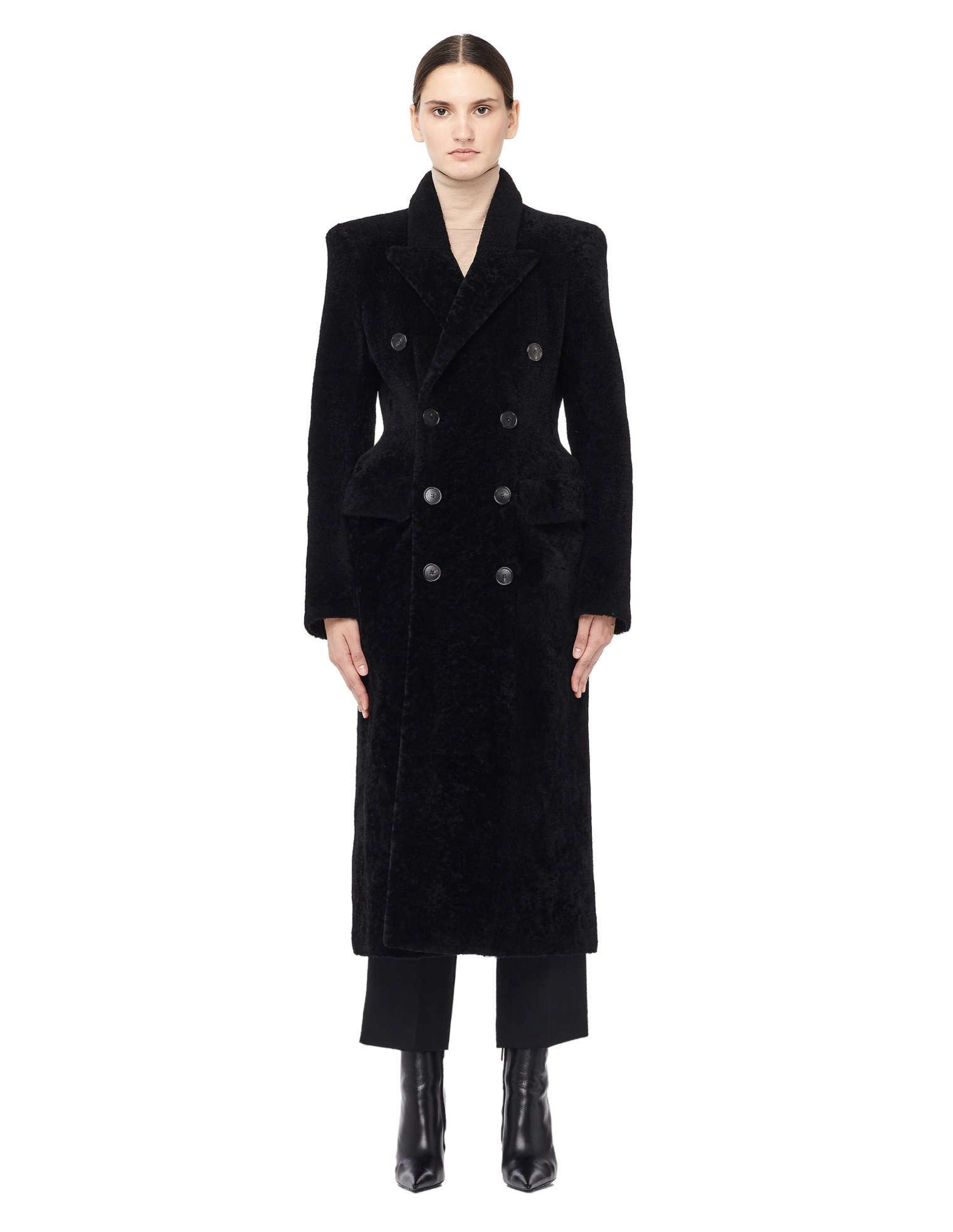 Balenciaga Hourglass Shearling Fur Coat