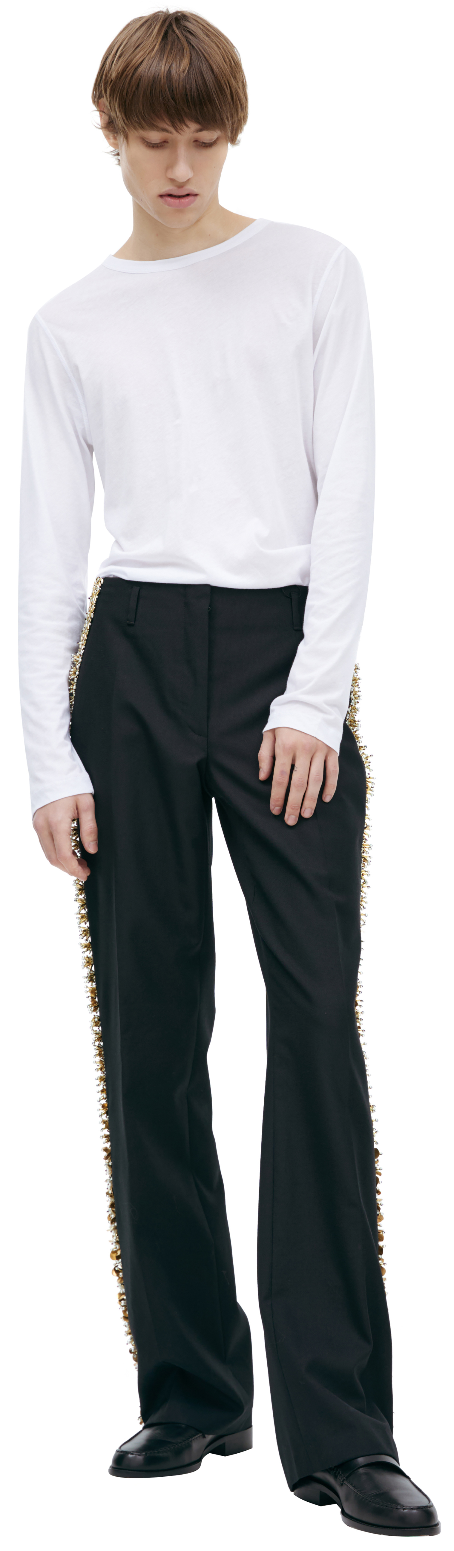 Dries Van Noten Straight trousers with stripes