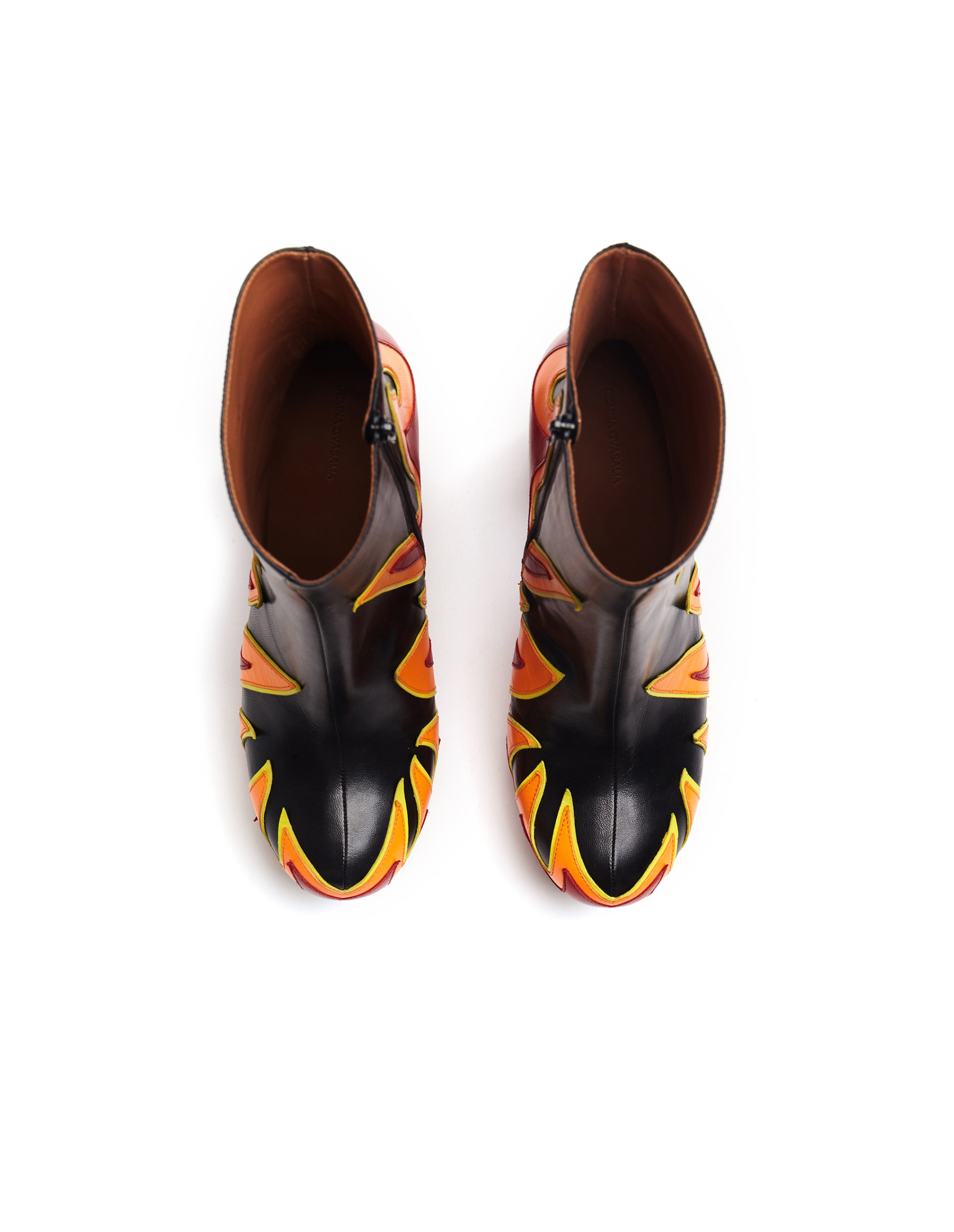 VETEMENTS Fire-appliqué Platform Heel Leather Boots