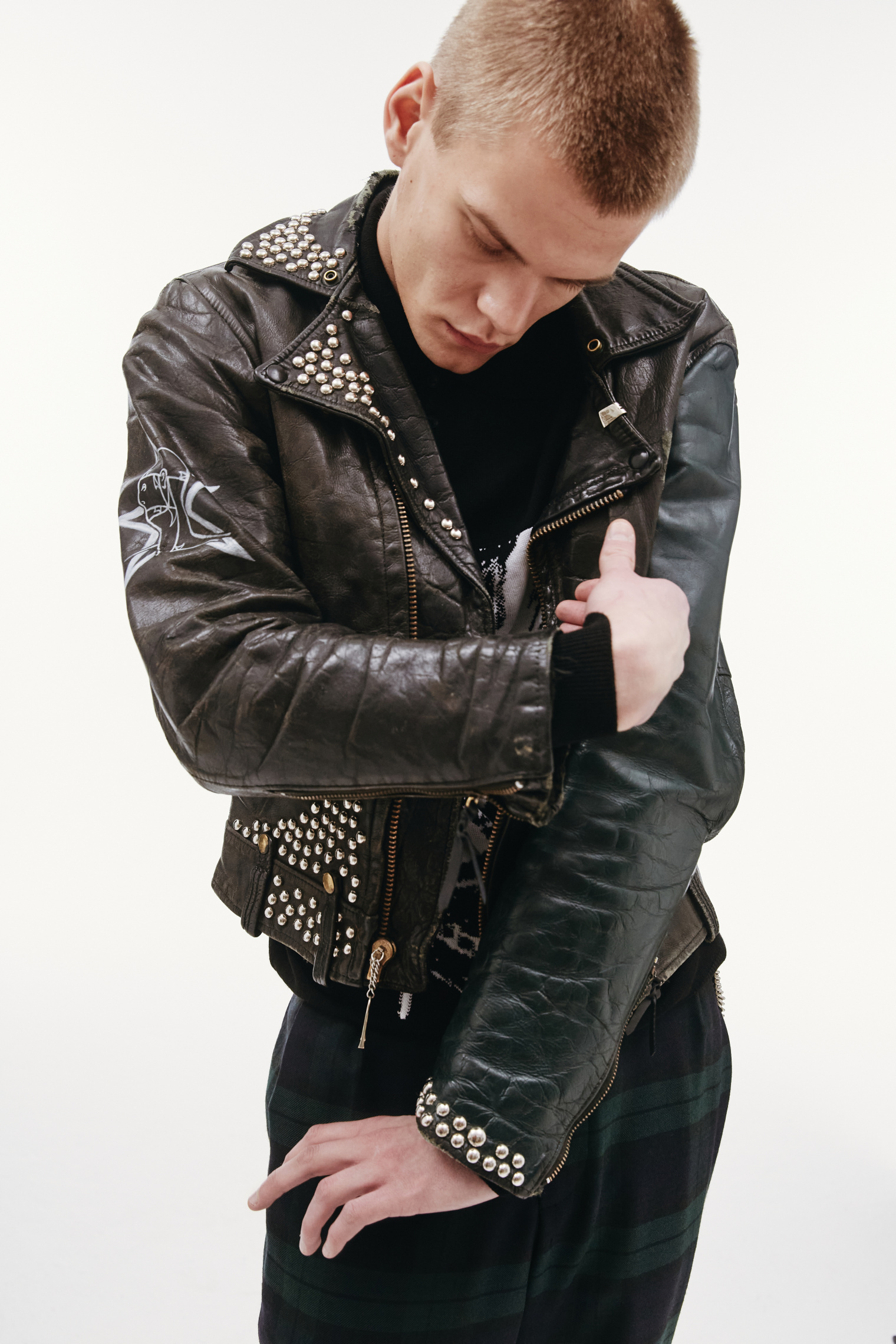 Buy Enfants Riches Deprimes men black erd x sv leather jacket for £