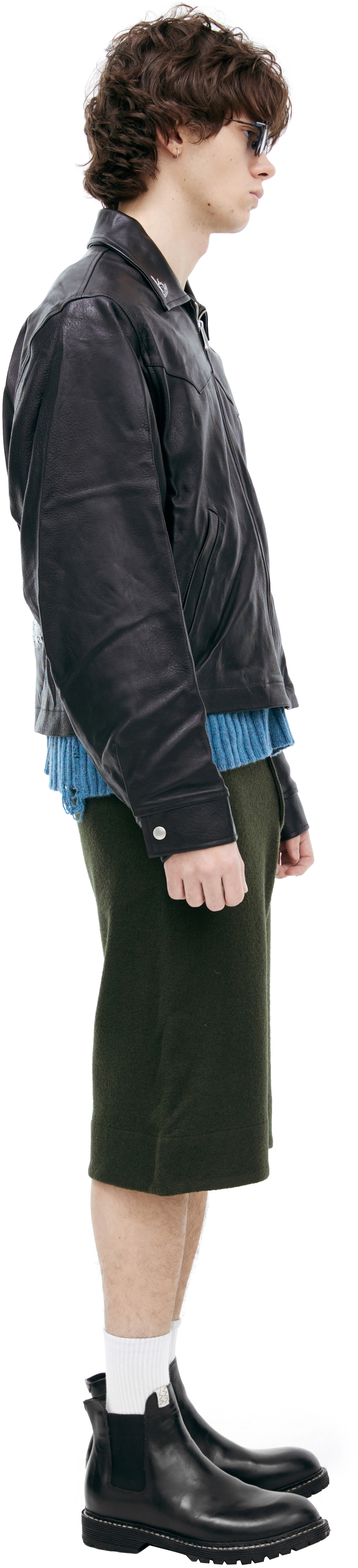 Enfants Riches Déprimés Leather Embroidered Jacket