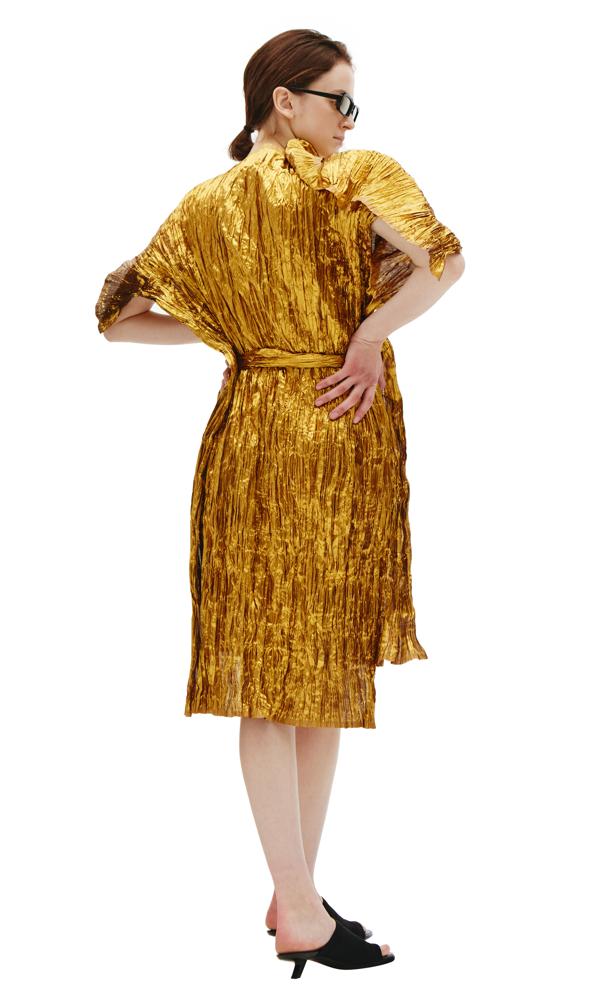 Junya Watanabe Gold Polyester Midi Dress