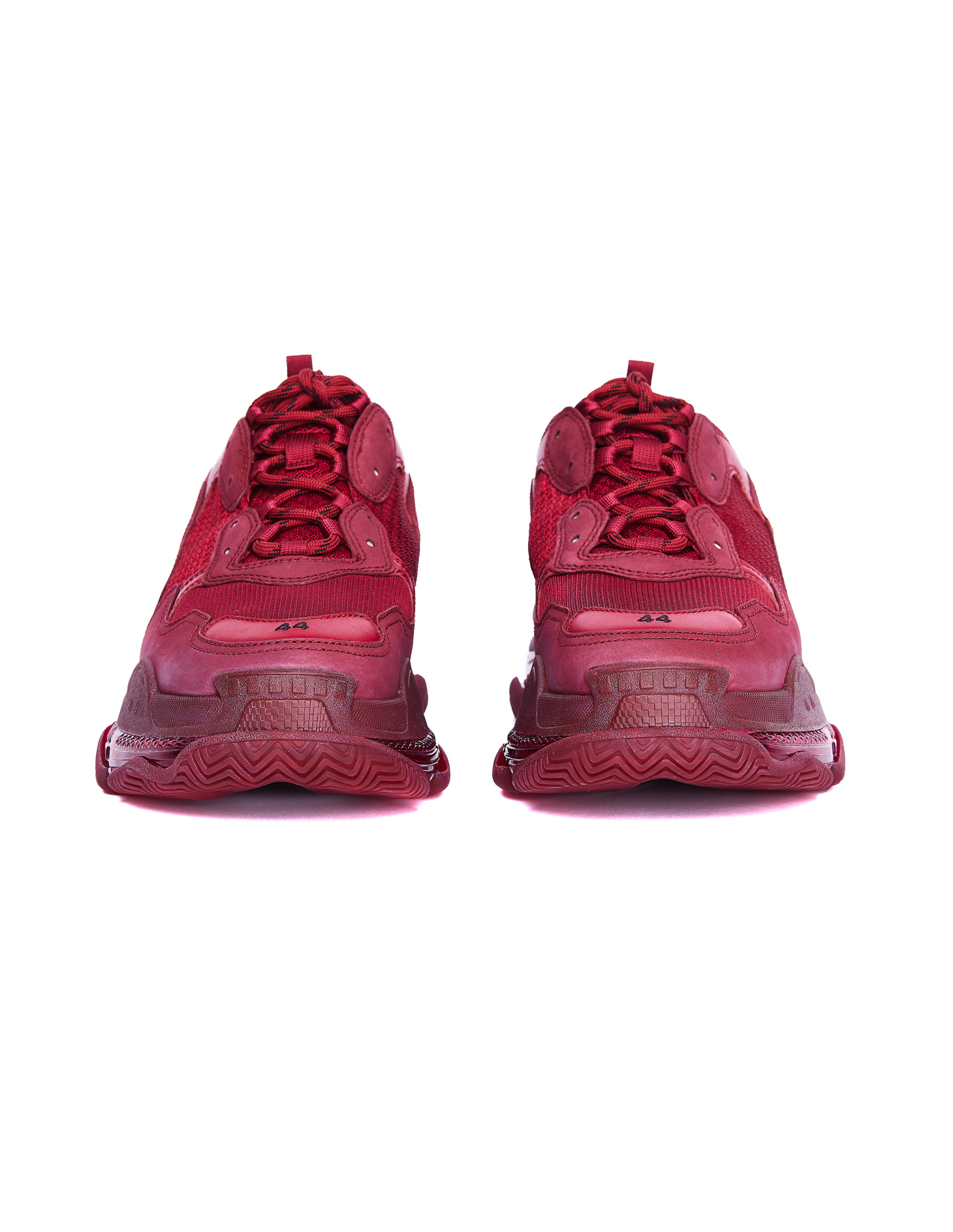 Balenciaga Burgundy Triple S Clear Sole Sneakers