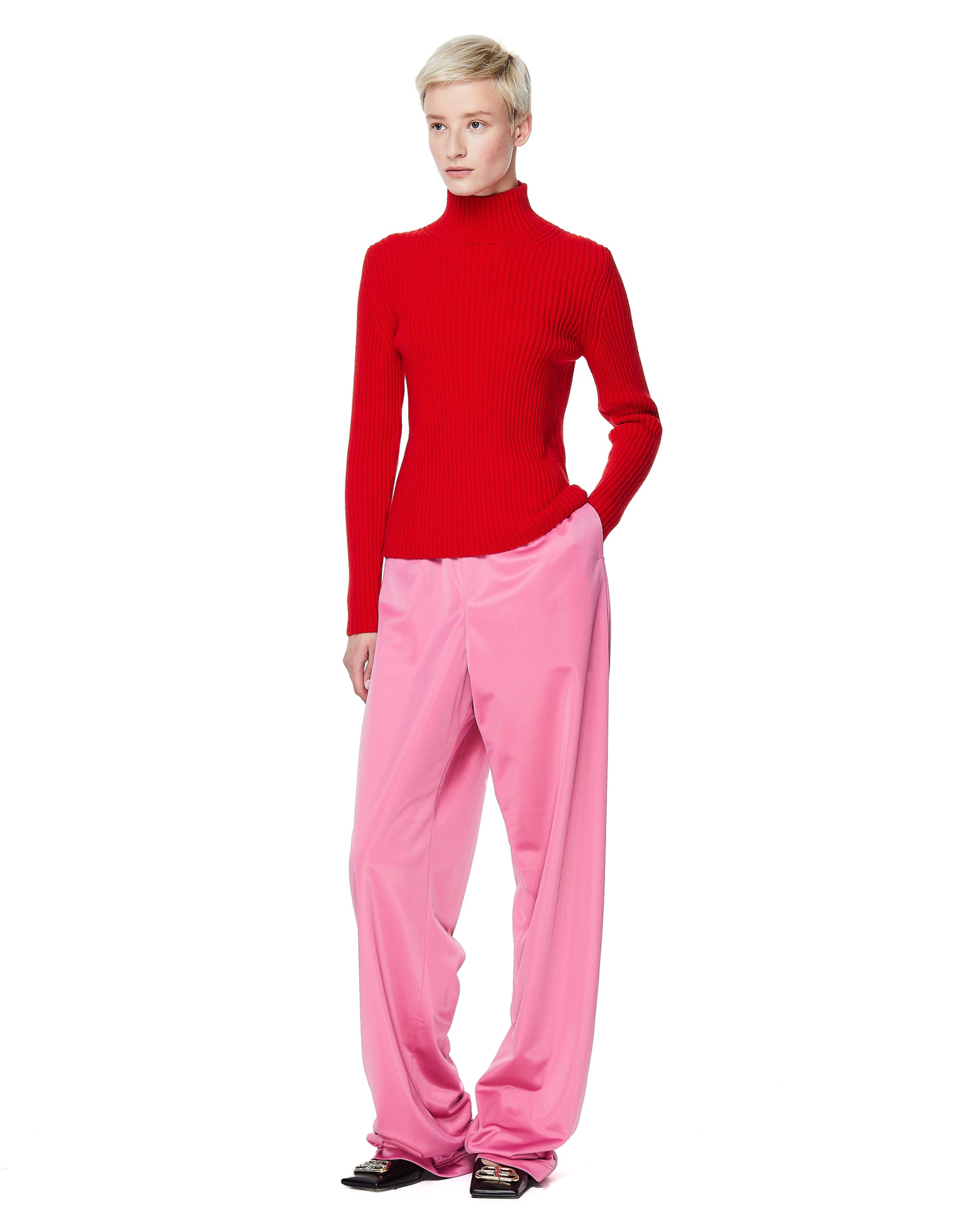 Balenciaga Pink Wide Leg Jersey Trousers