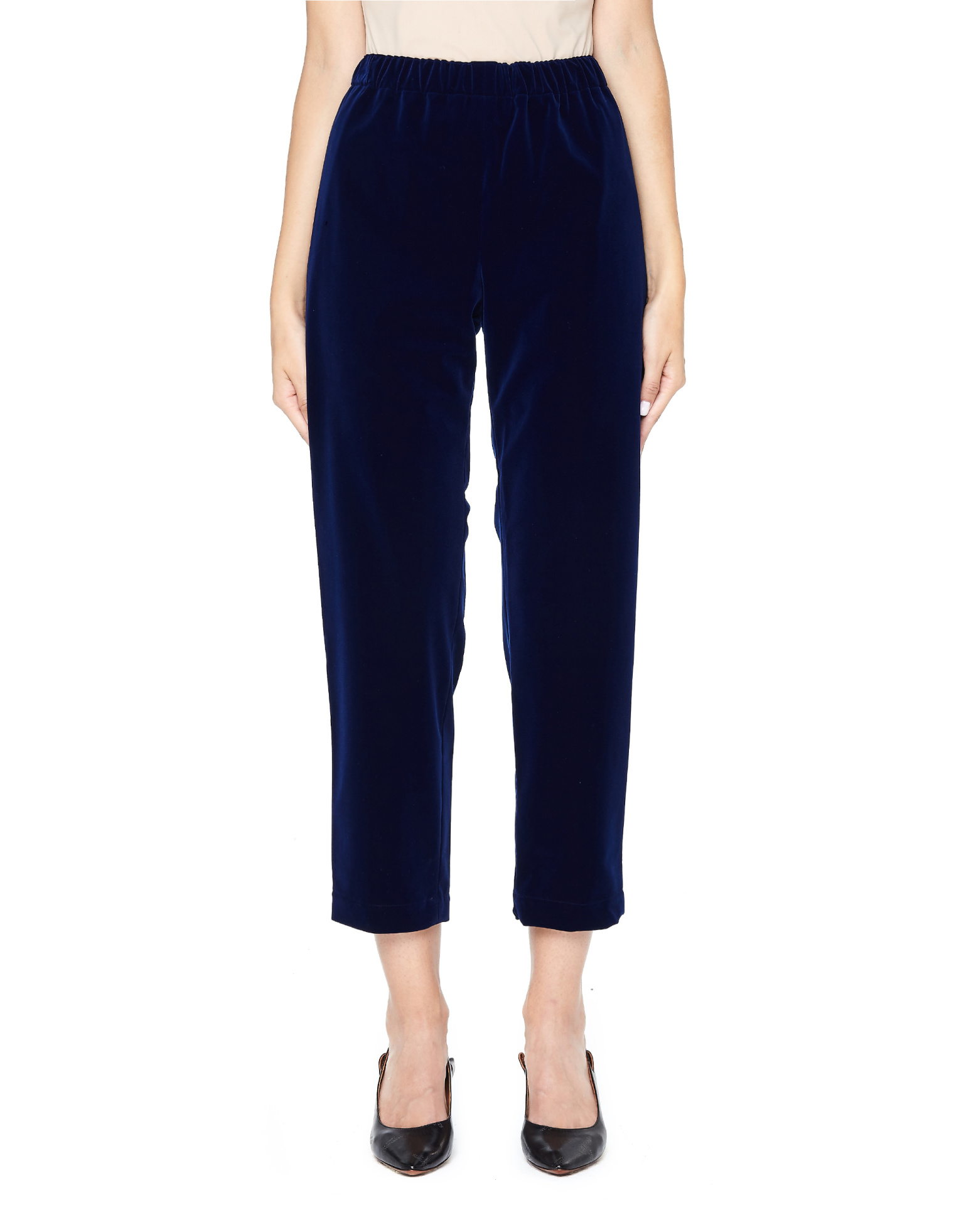 Comme des Garcons Cropped Velvet Navy Blue Trousers