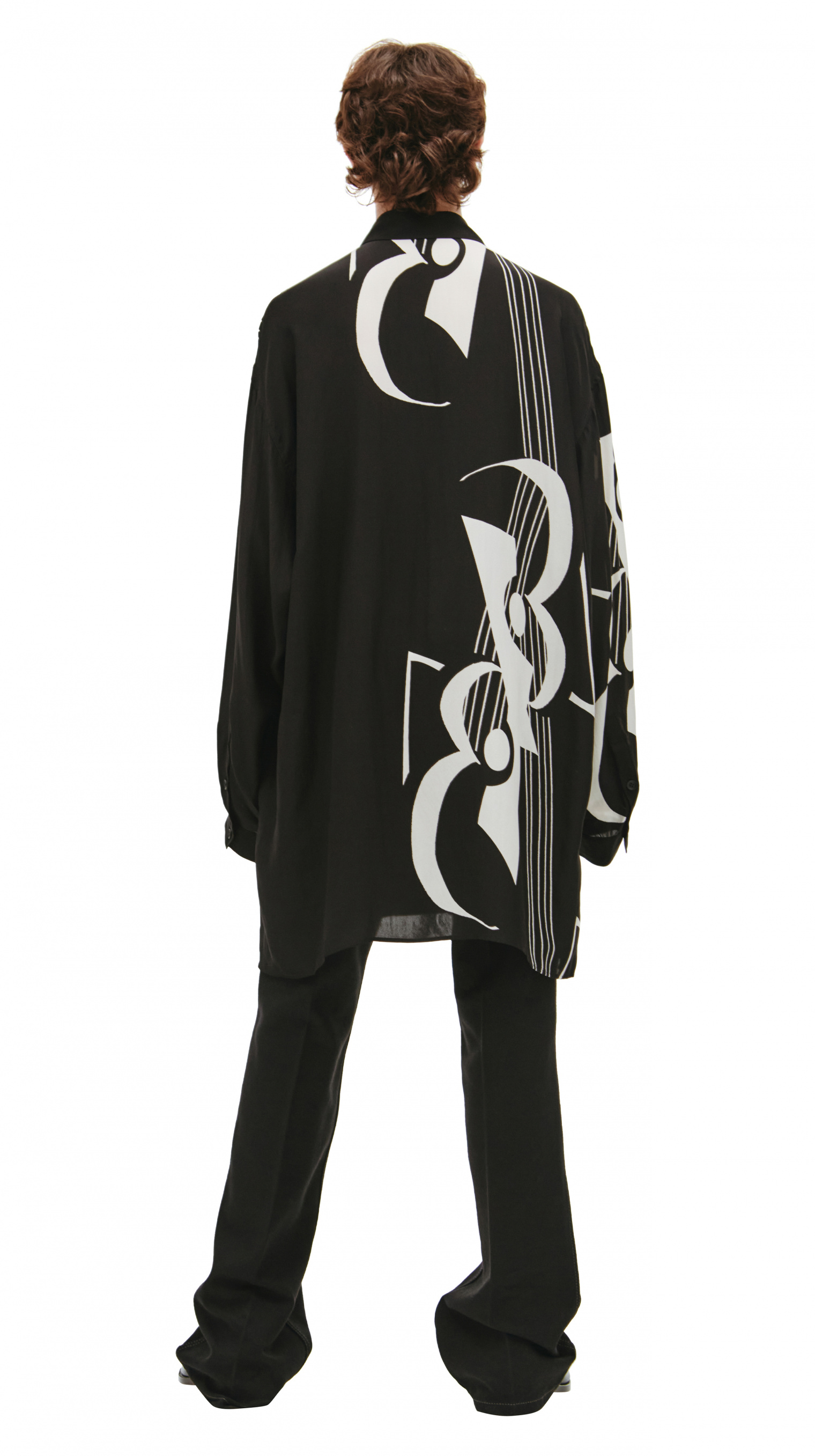 Yohji Yamamoto Шелковая рубашка с принтом Гитары