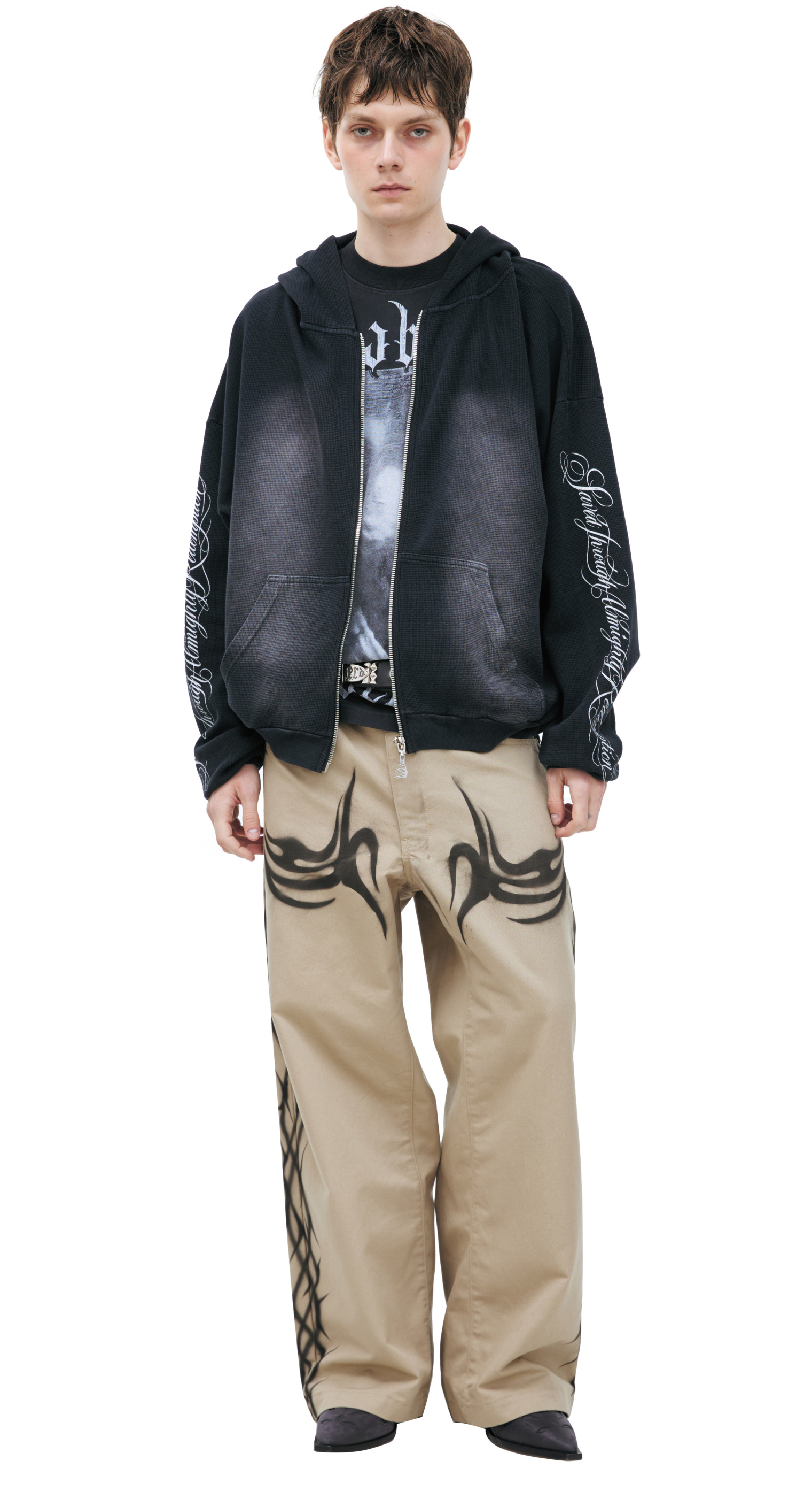 Buy Hellstar men black zip-up hoodie for $540 online on SV77