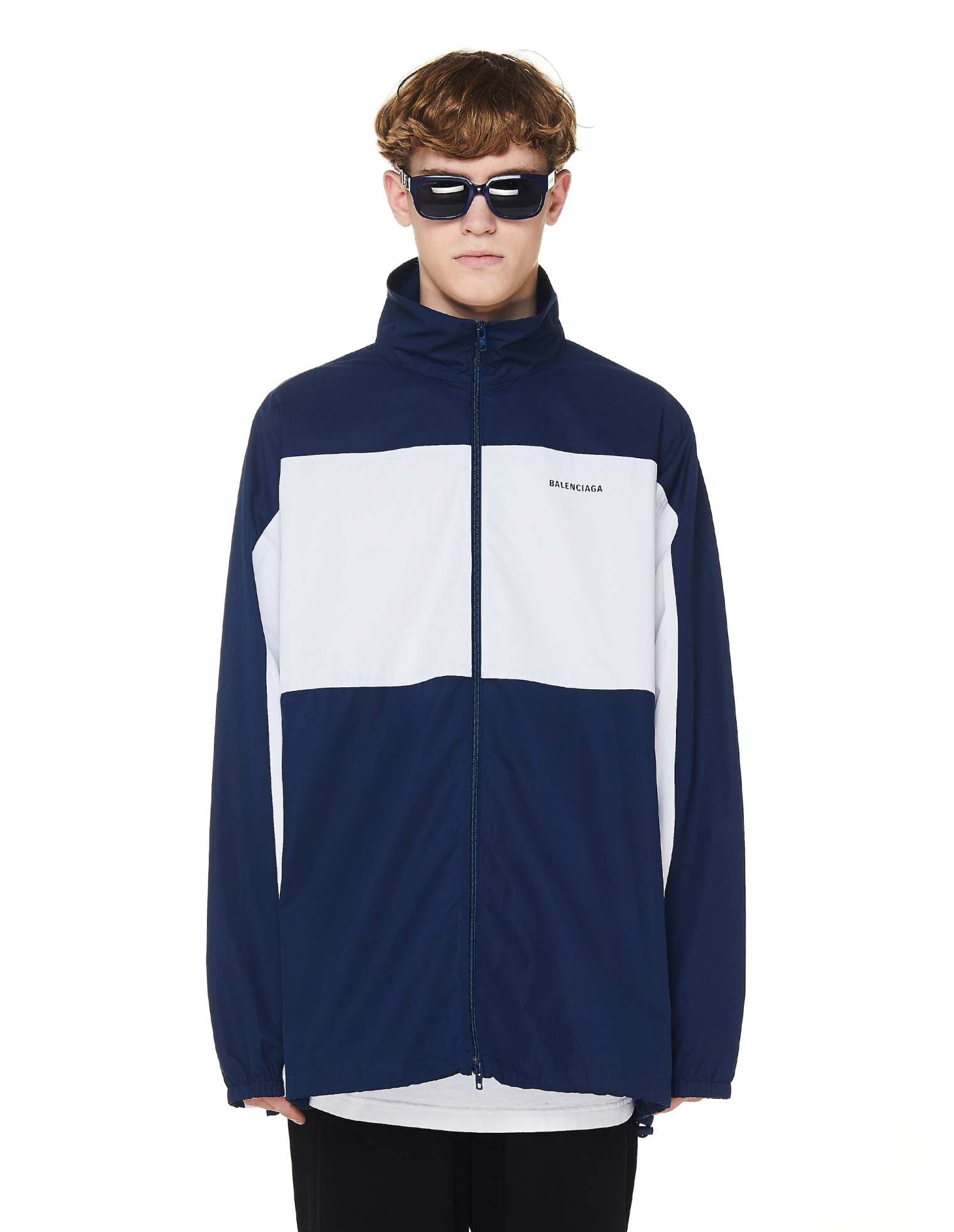 Balenciaga Blue Cotton Oversized Track Jacket