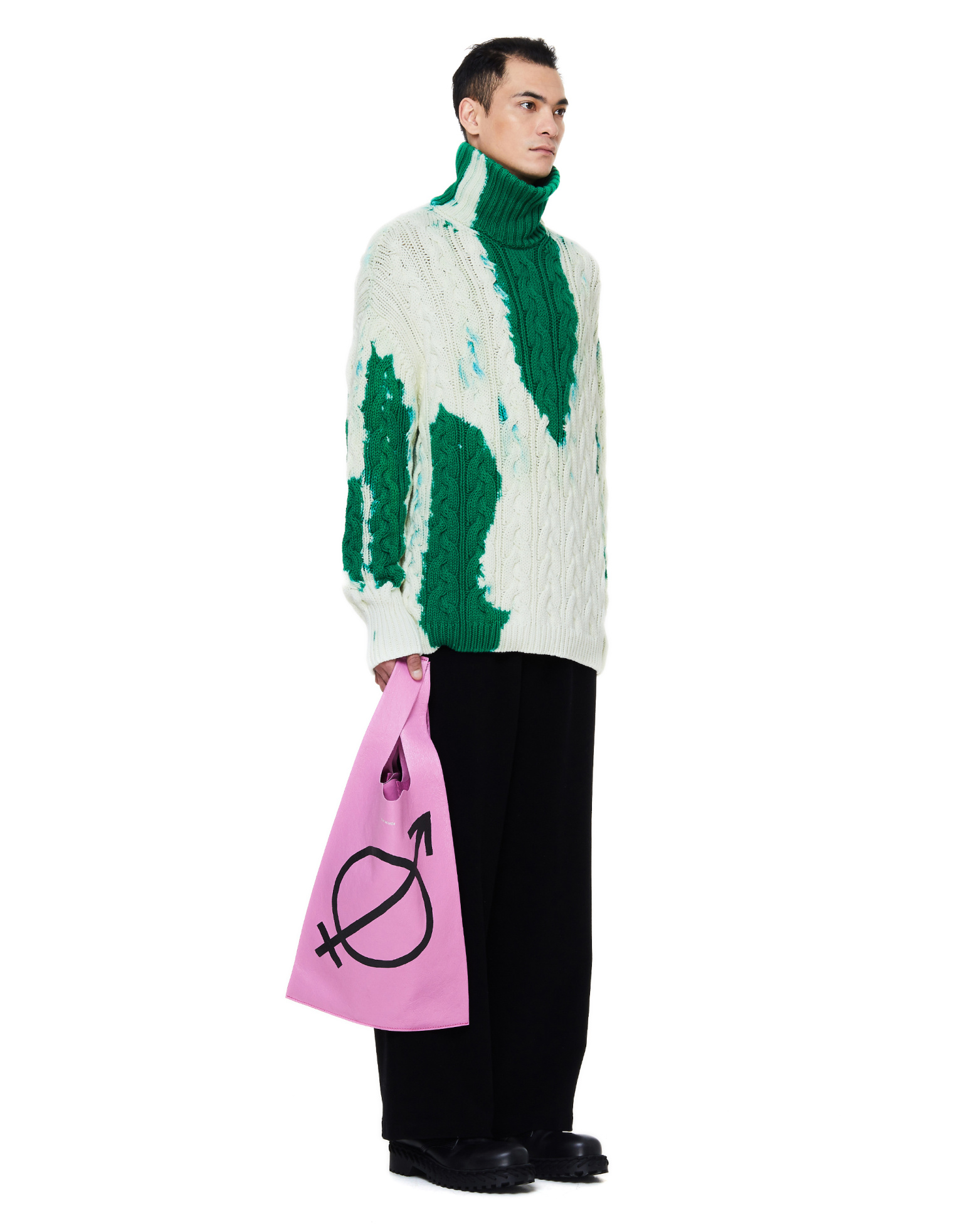 Balenciaga Green Bleach Turtleneck Sweater
