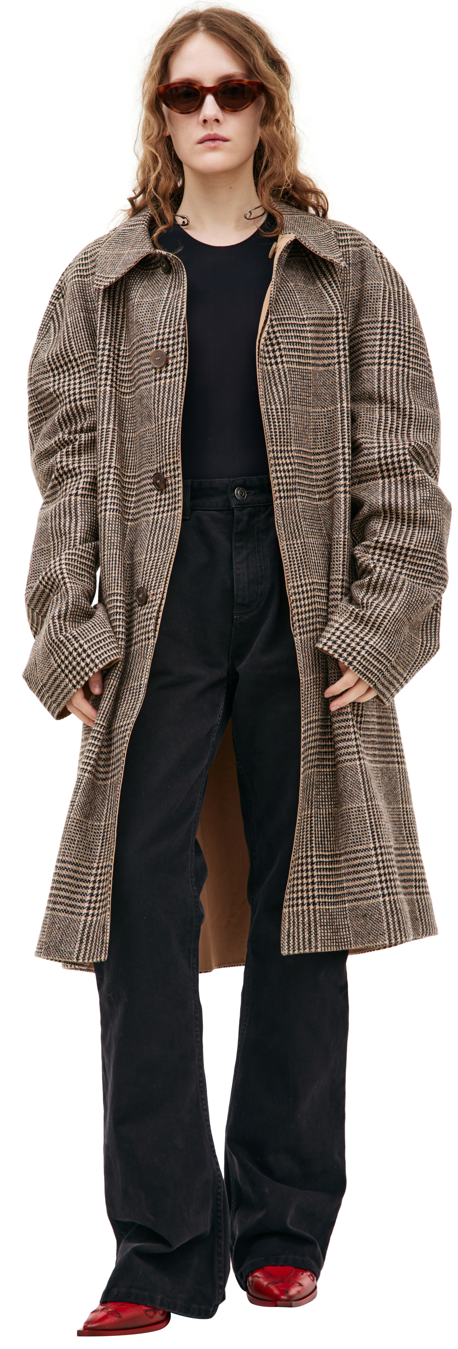 Maison Margiela Double-sided plaid coat