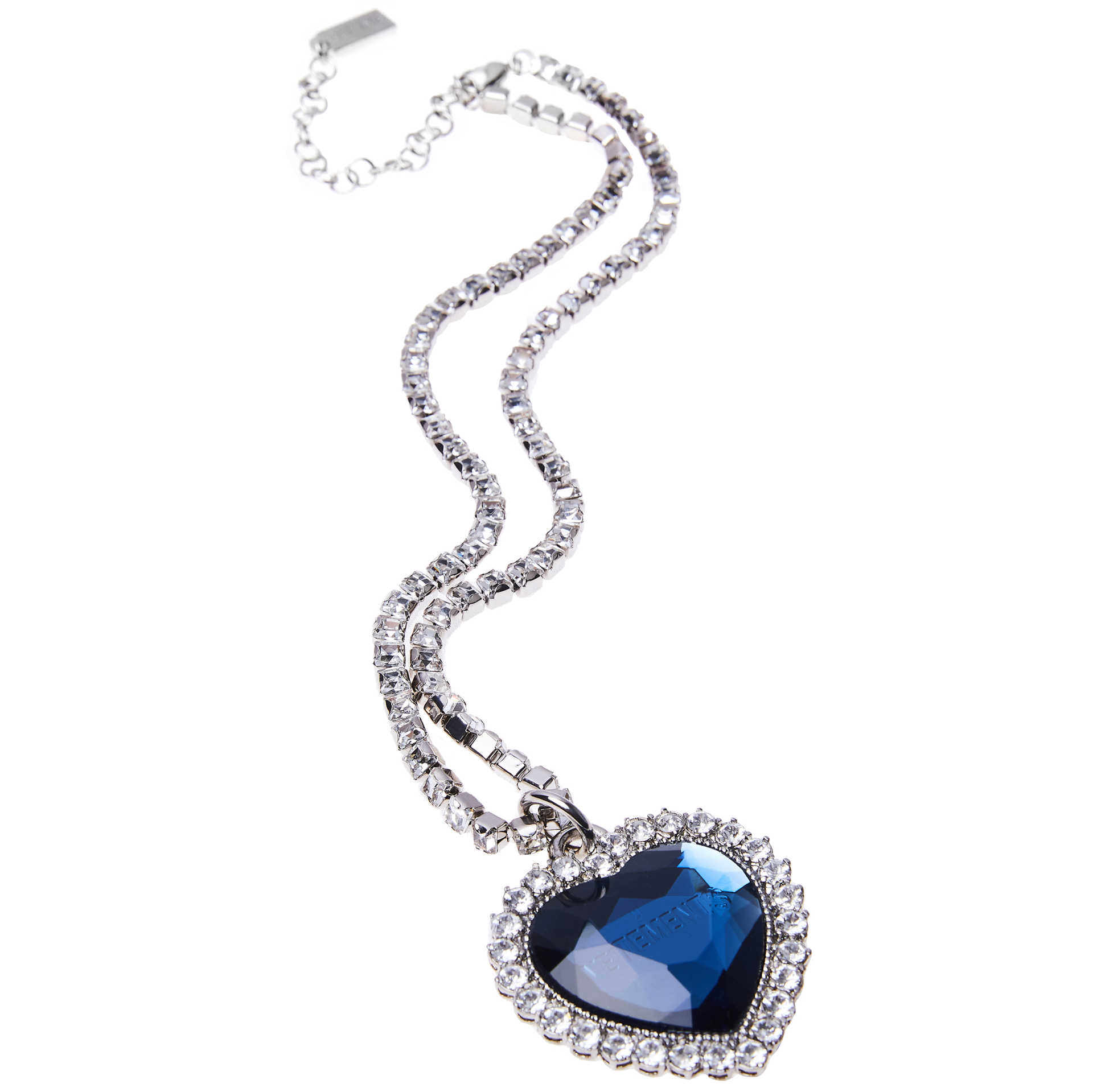 VETEMENTS Crystal Blue Heart Necklace
