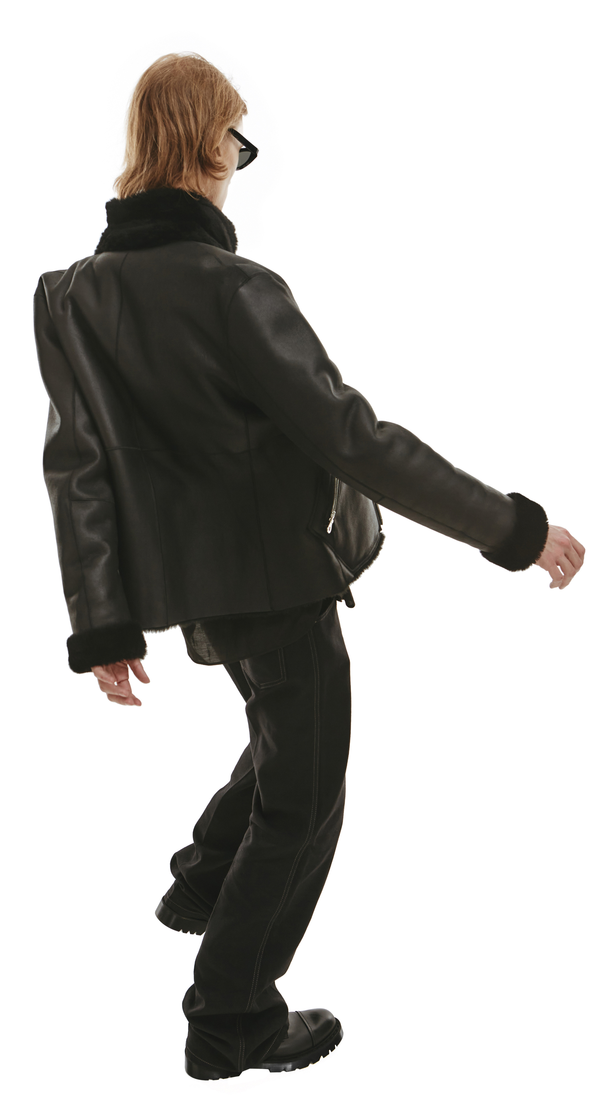 Yohji Yamamoto Black Reversible Backlash Shearling Jacket