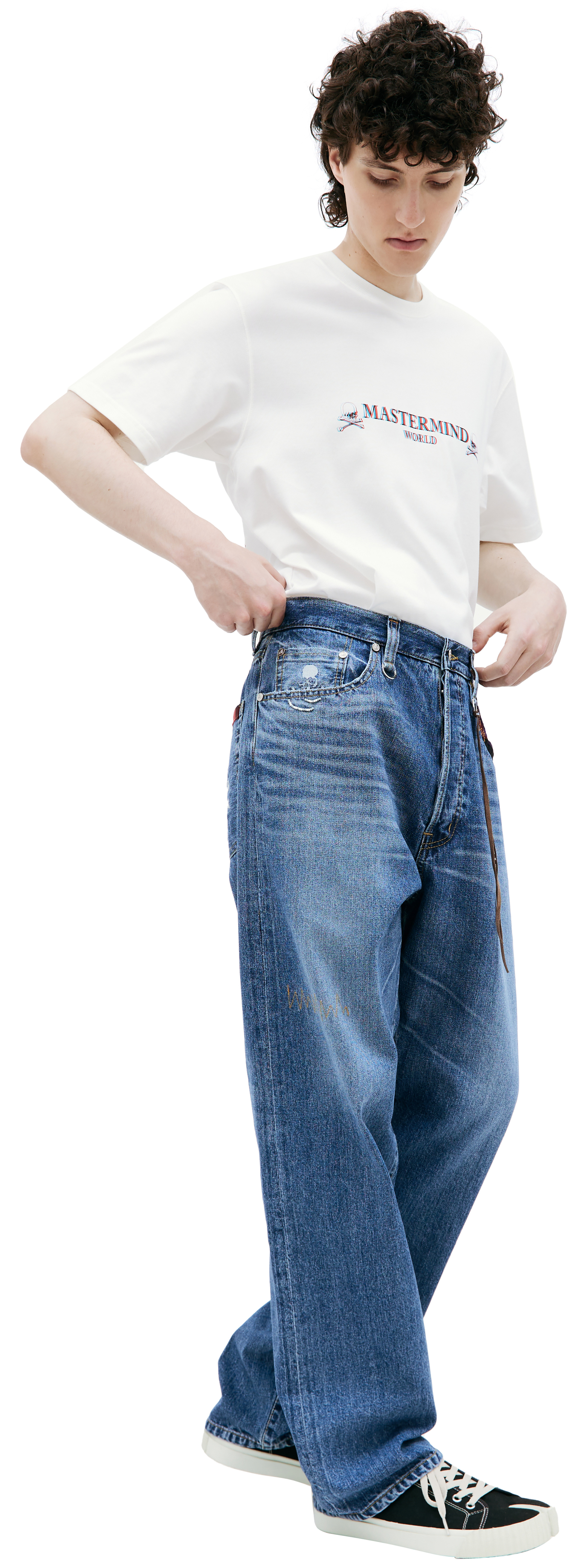 Mastermind WORLD Blue embroidered jeans