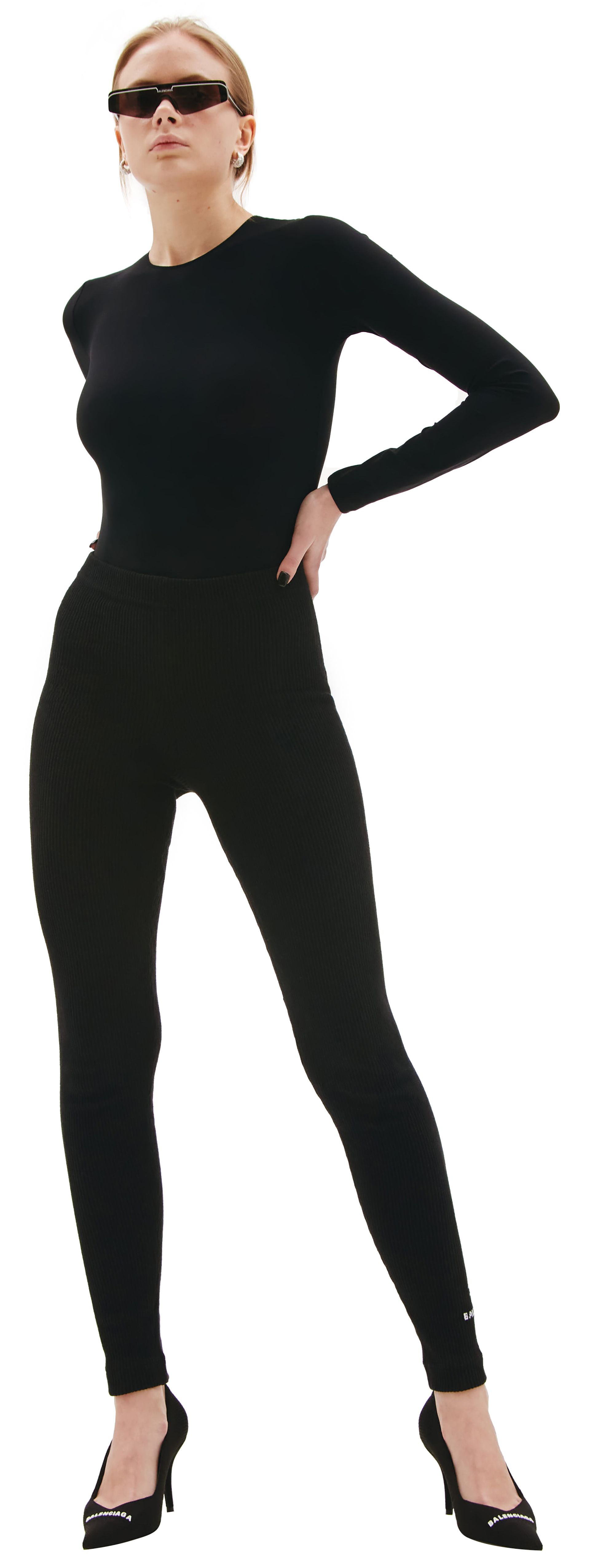 Balenciaga Logo Rib Knit Leggings