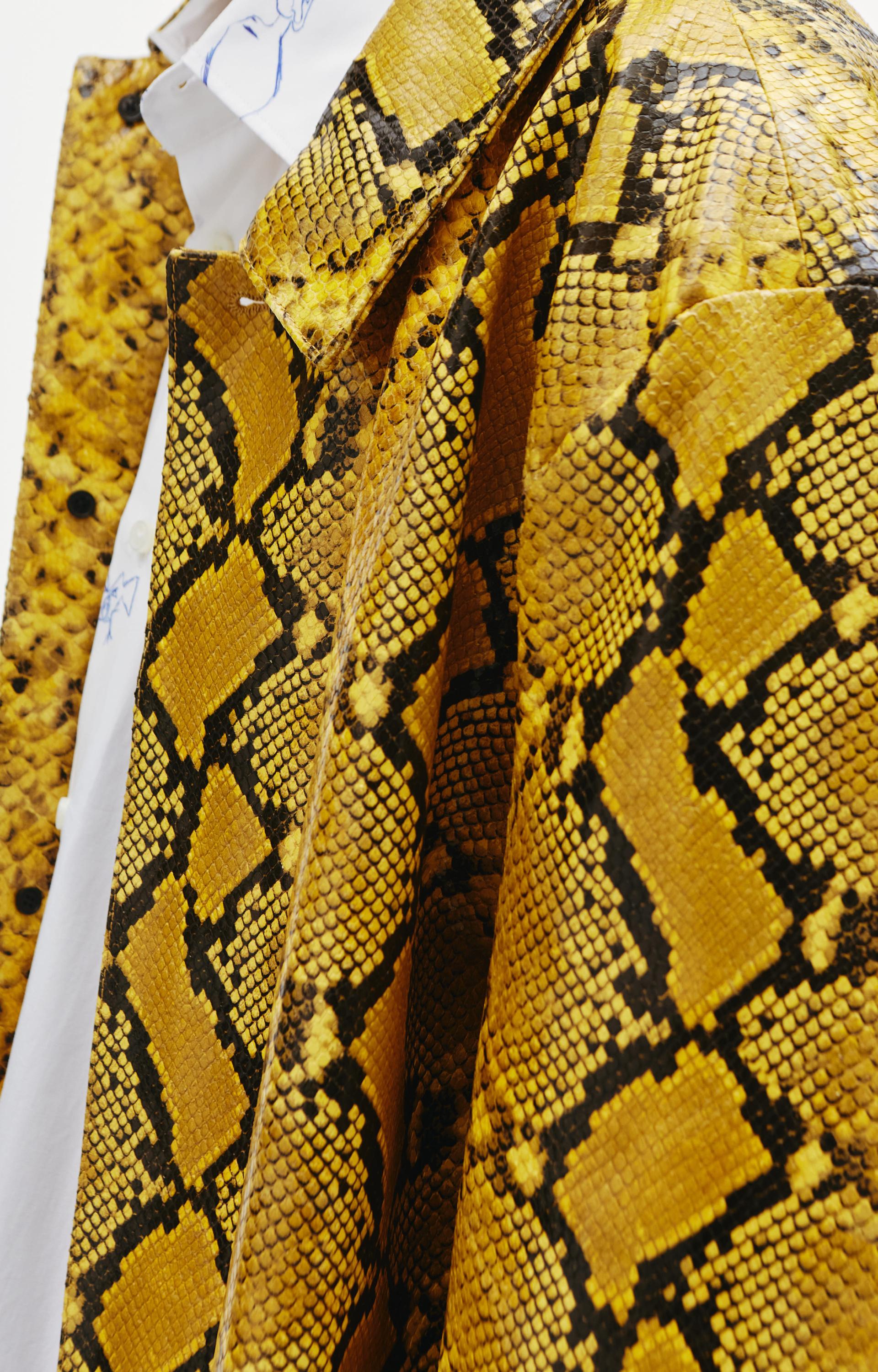 VETEMENTS Yellow Python Leather Coat