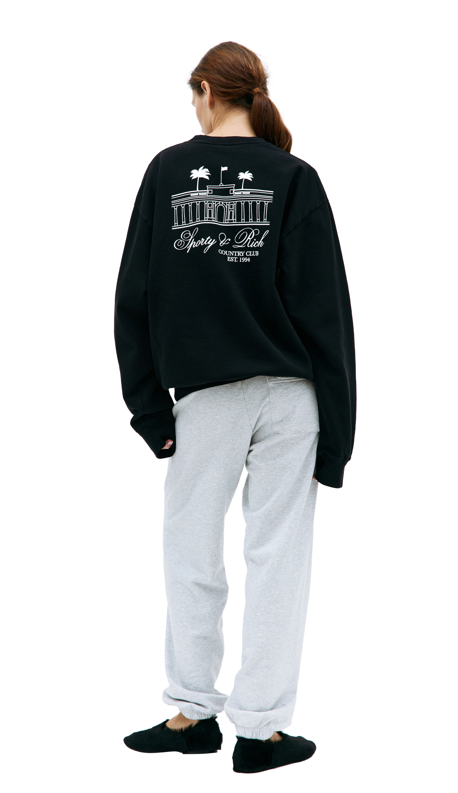 SPORTY & RICH Черный свитшот с принтом \'Country Club\'