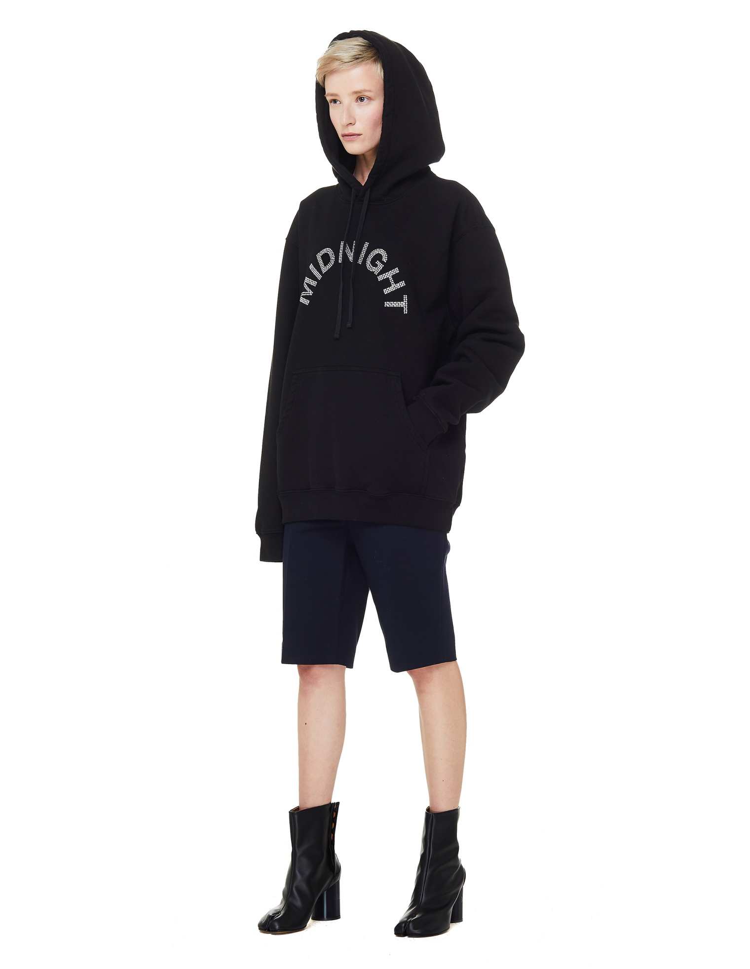 Midnight Studios Black Crystal Logo Cotton Hoodie
