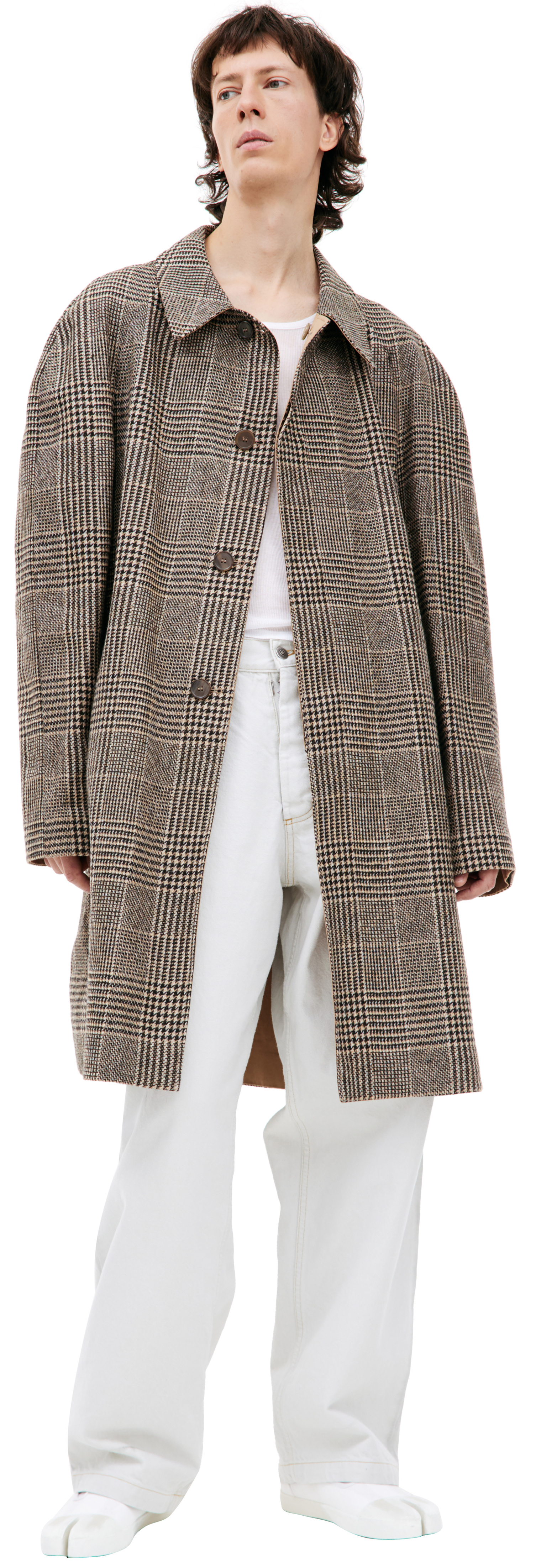 Maison Margiela Double-sided plaid coat