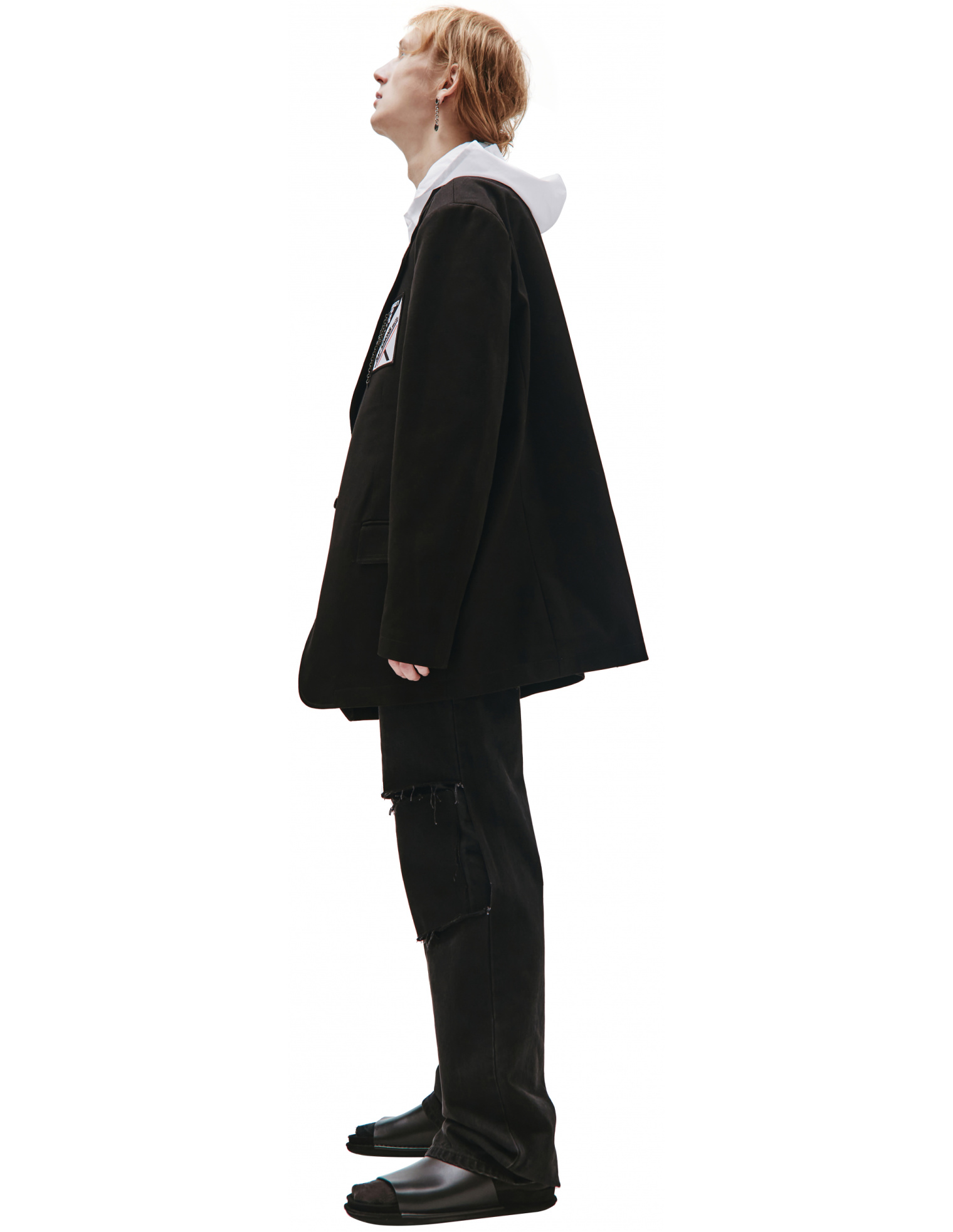 Buy Raf Simons women boxy oversized blazer in black for $1,423