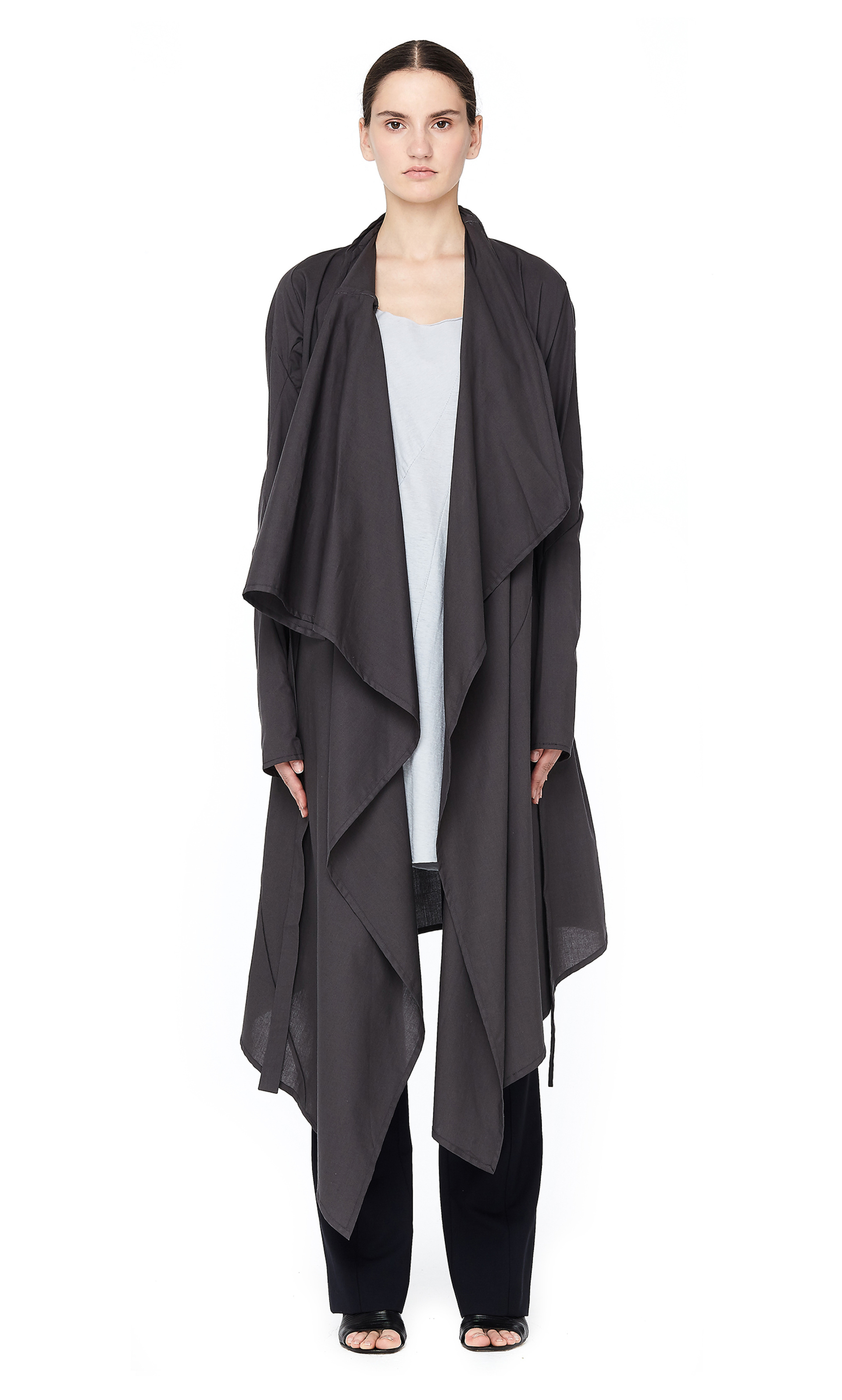 Leon Emanuel Blanck Grey Cotton Asymmetric Coat