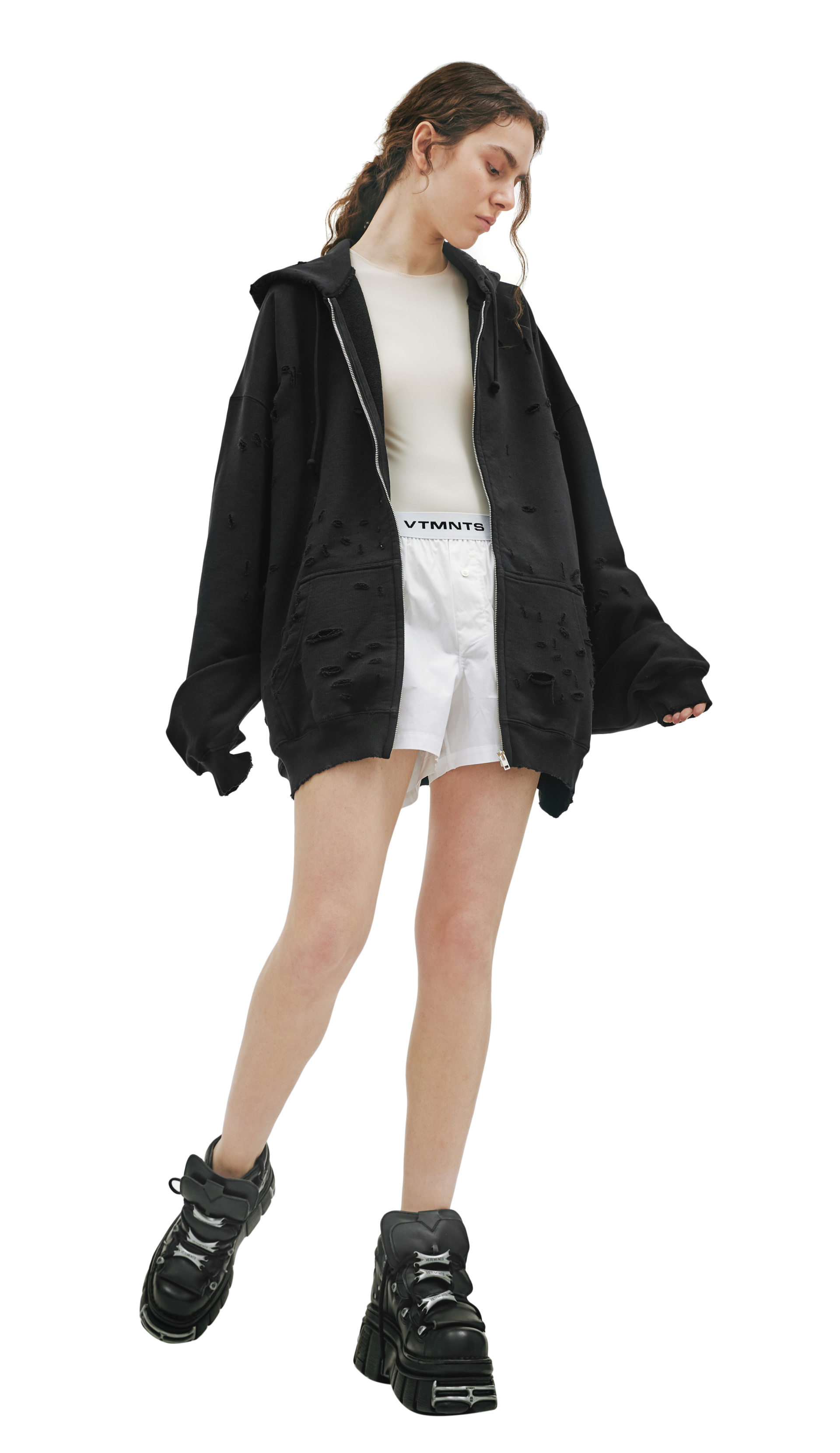 VETEMENTS Destroyed zip-up hoodie