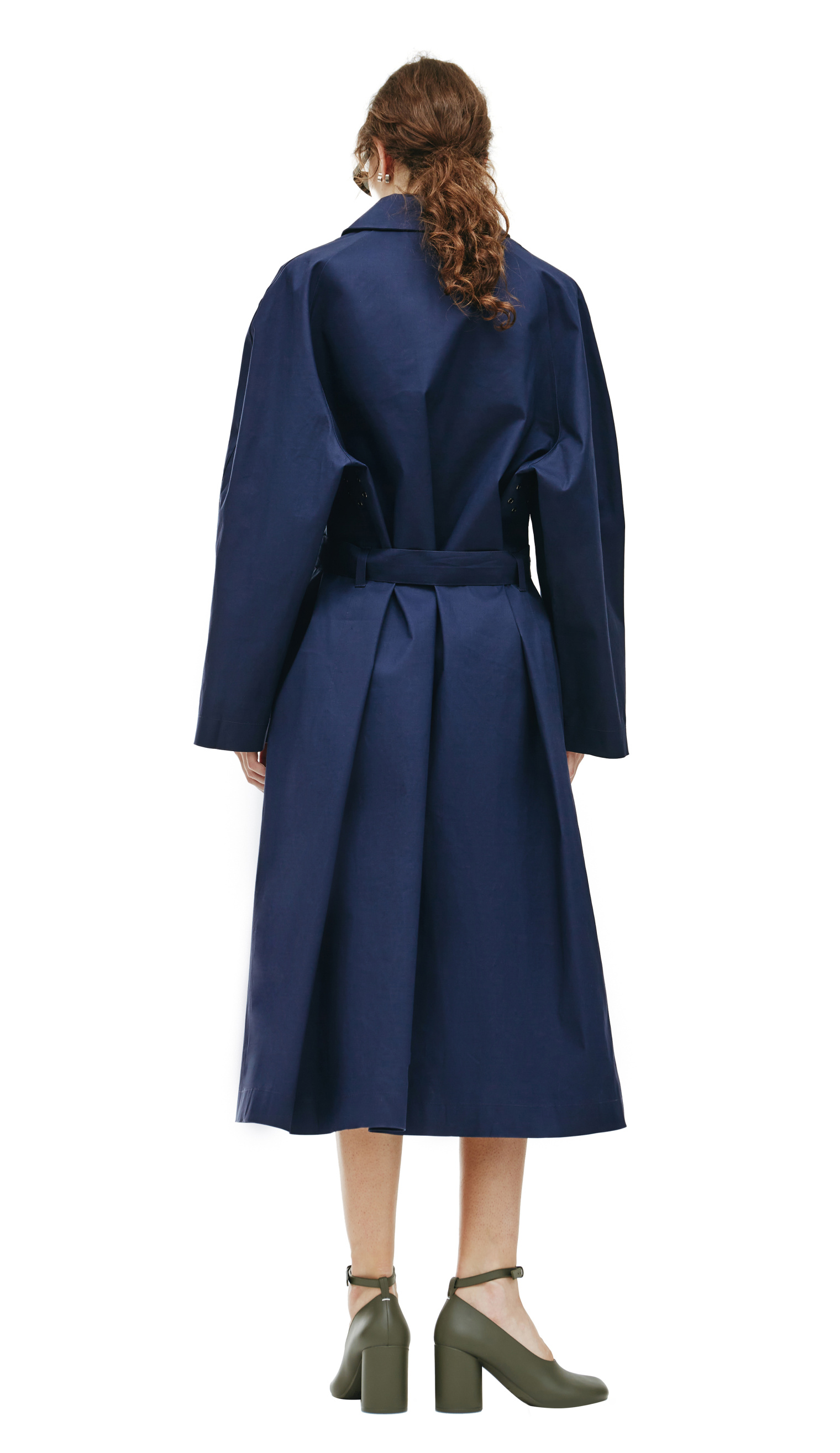 Maison Margiela Navy Blue Cotton Mackintosh Coat