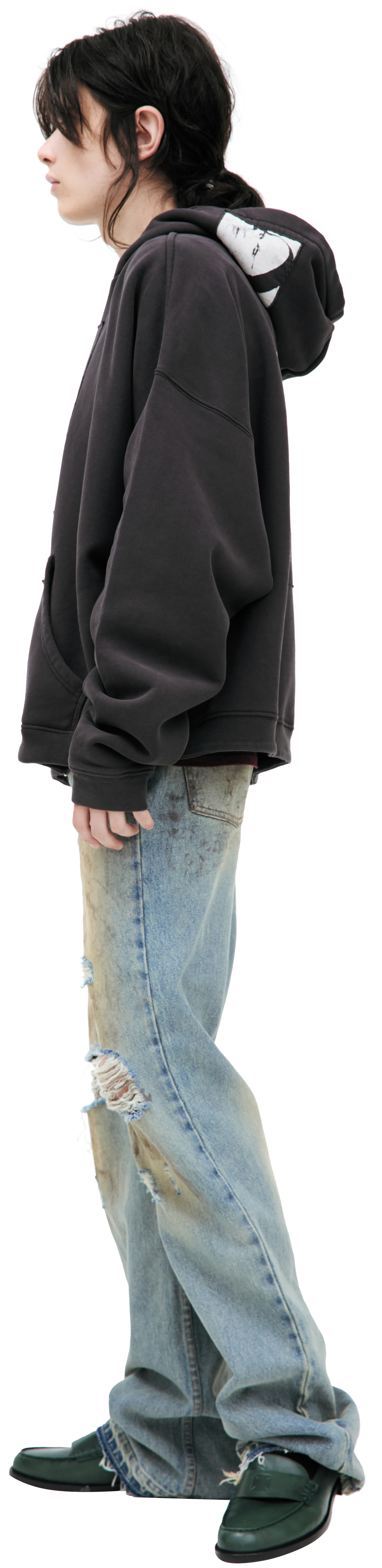 Enfants Riches Déprimés Толстовка-020-467 на молнии. патчи с принтами на груди. спине и капюшоне, выстир черн