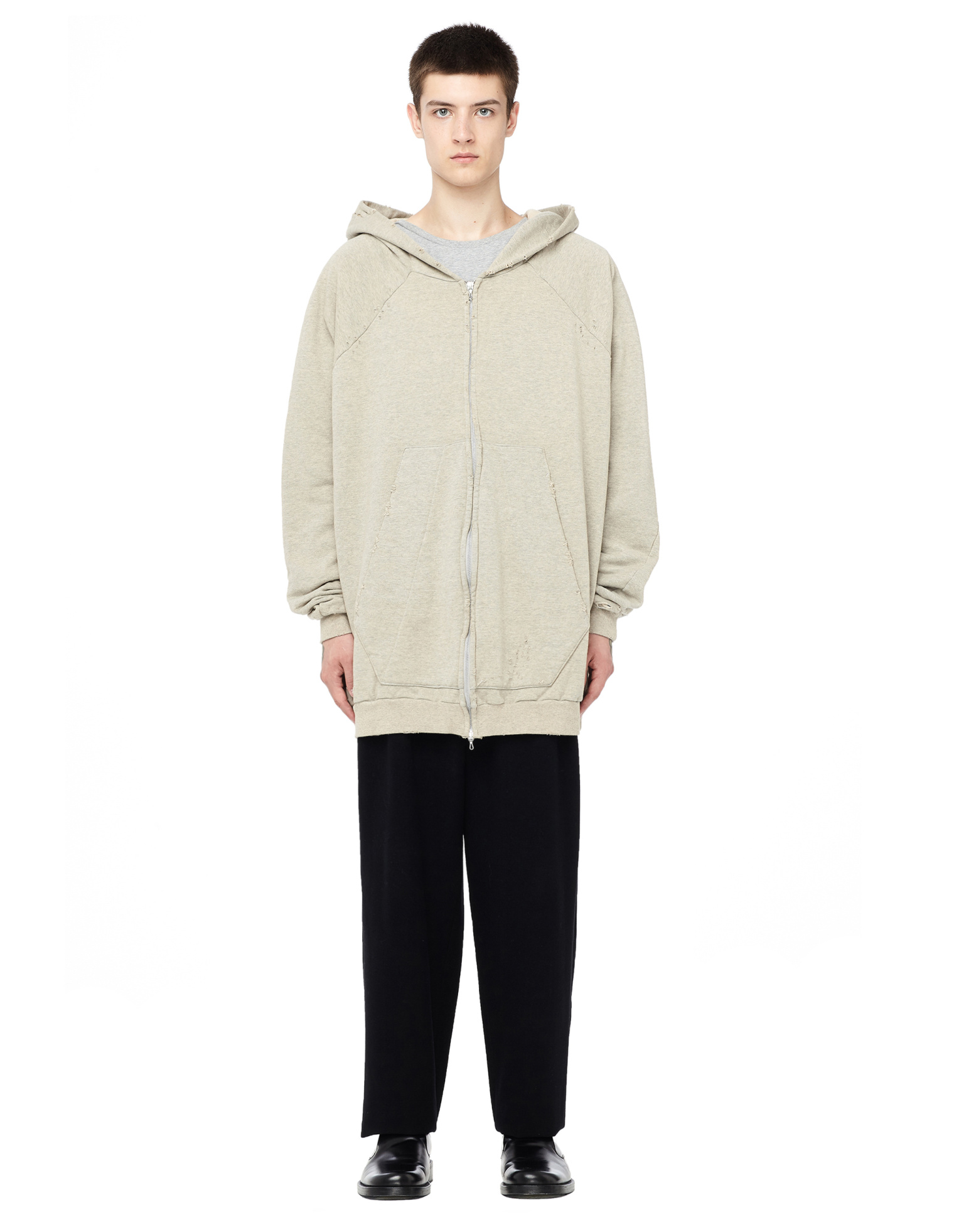 Julius Distressed zip hoodie