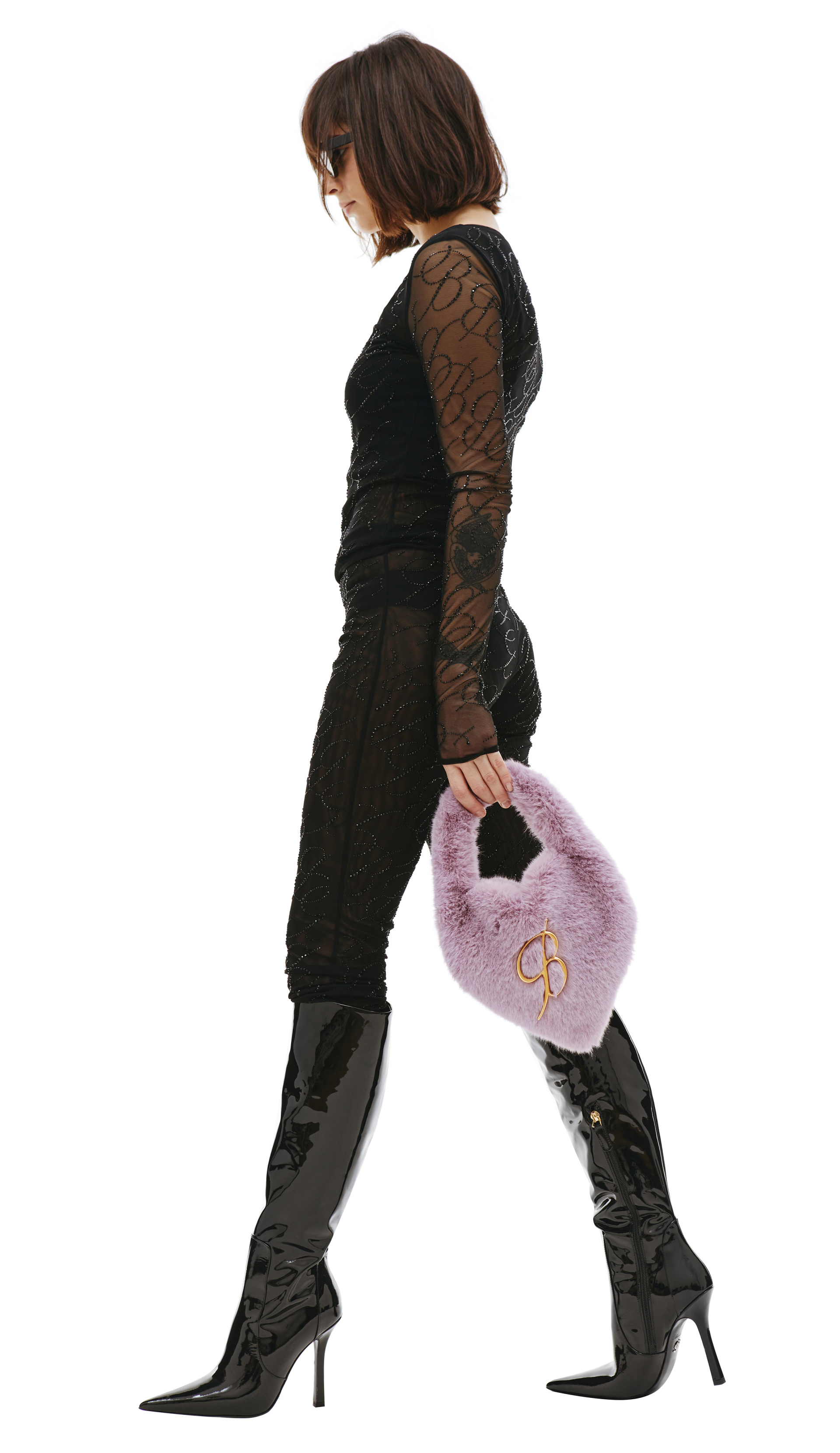 Blumarine Pink Faux-fur Heart Bag