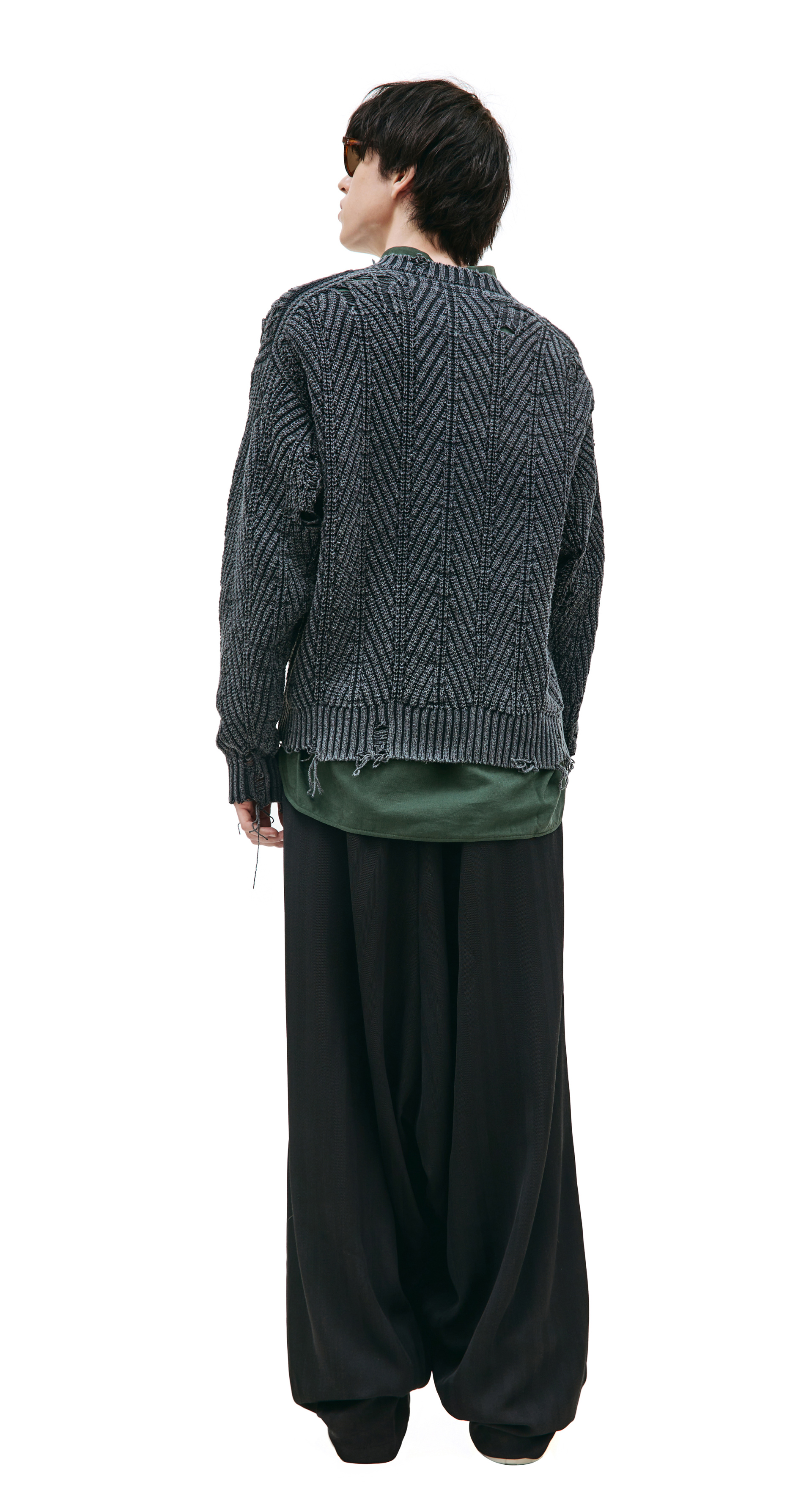 Maison Mihara Yasuhiro Rib knit distressing sweater