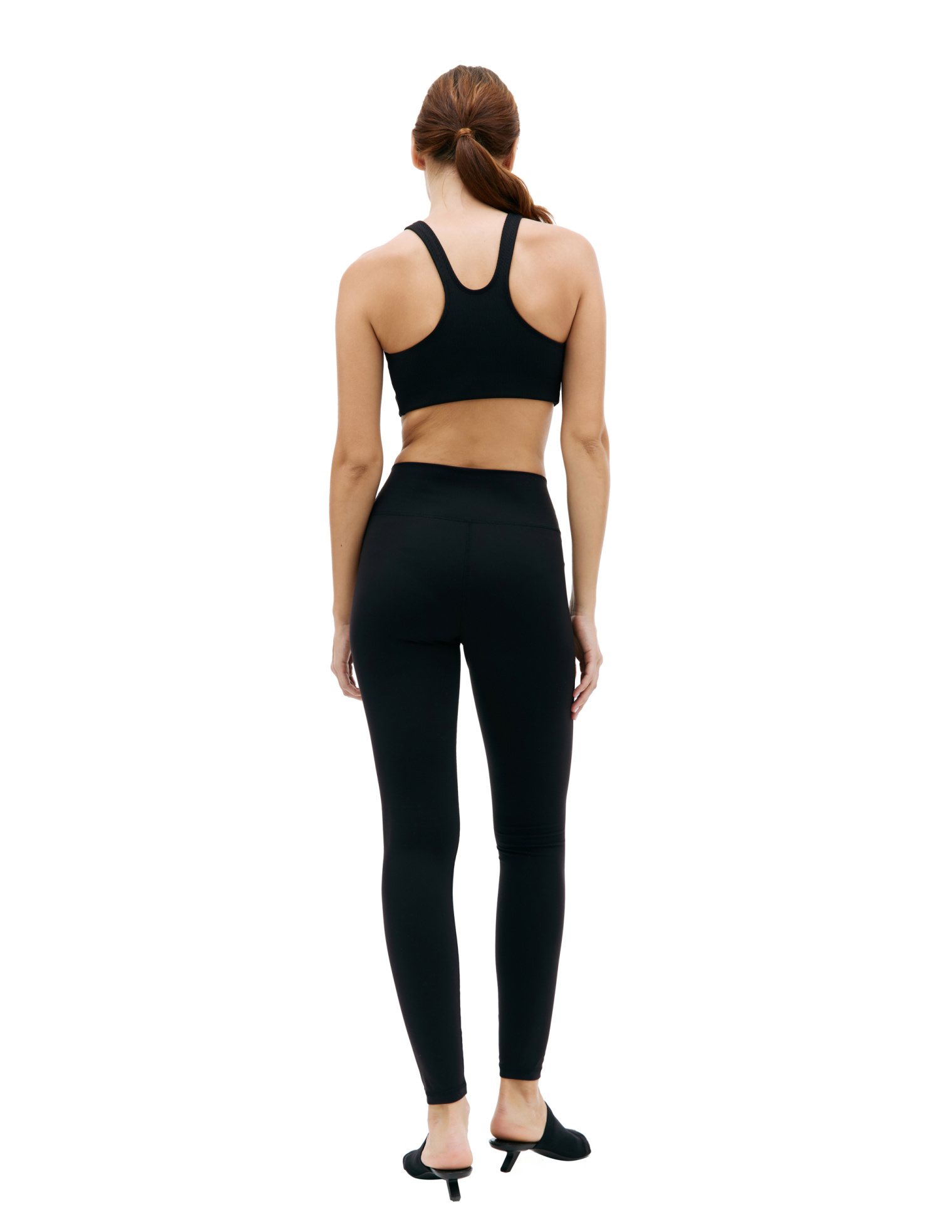 SPORTY & RICH Black Ribbed Sport Bra