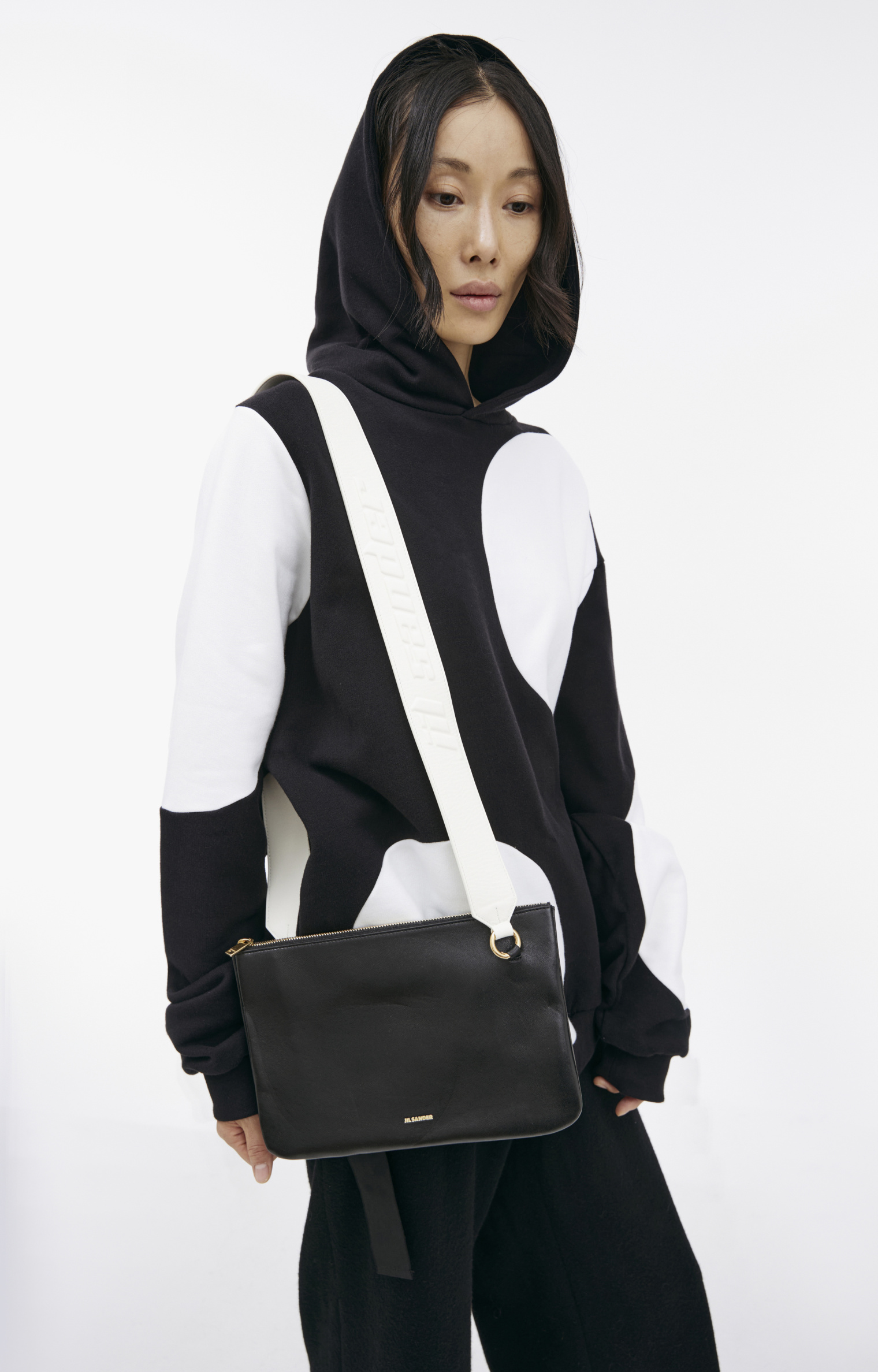 Jil Sander Leather logo crossbody bag