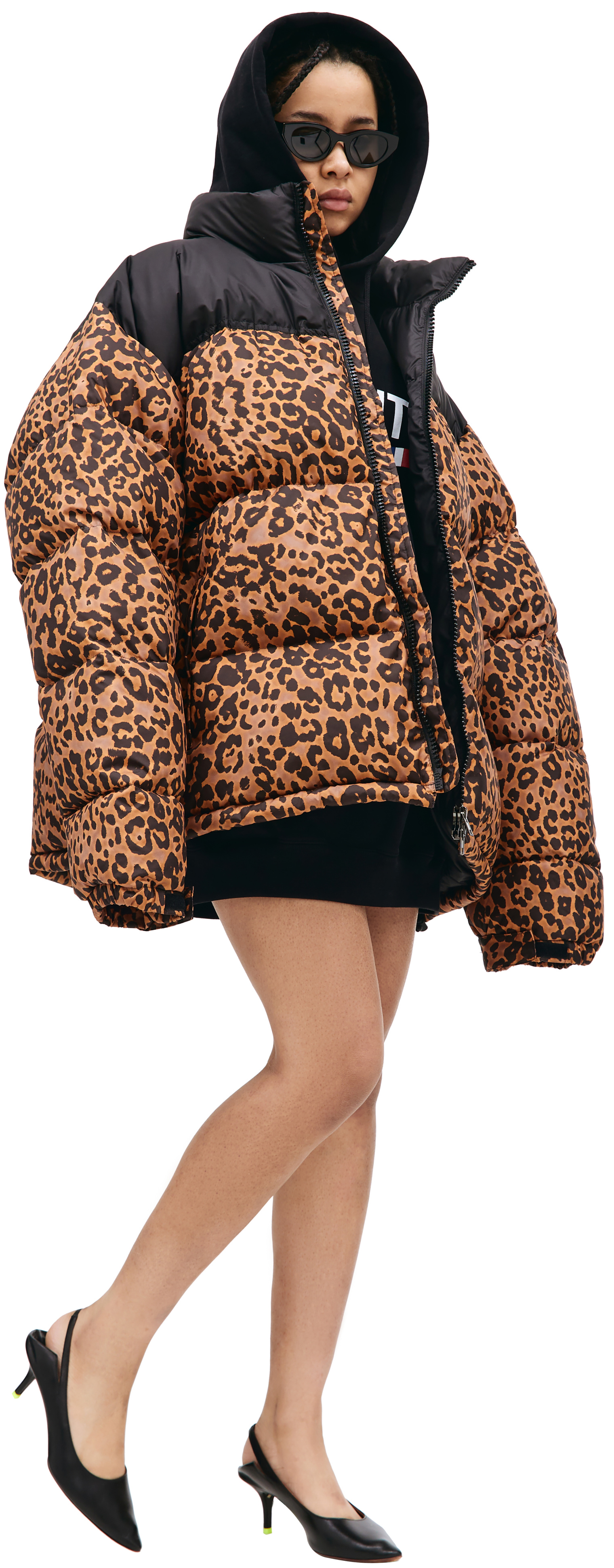 VETEMENTS Down jacket with animal print