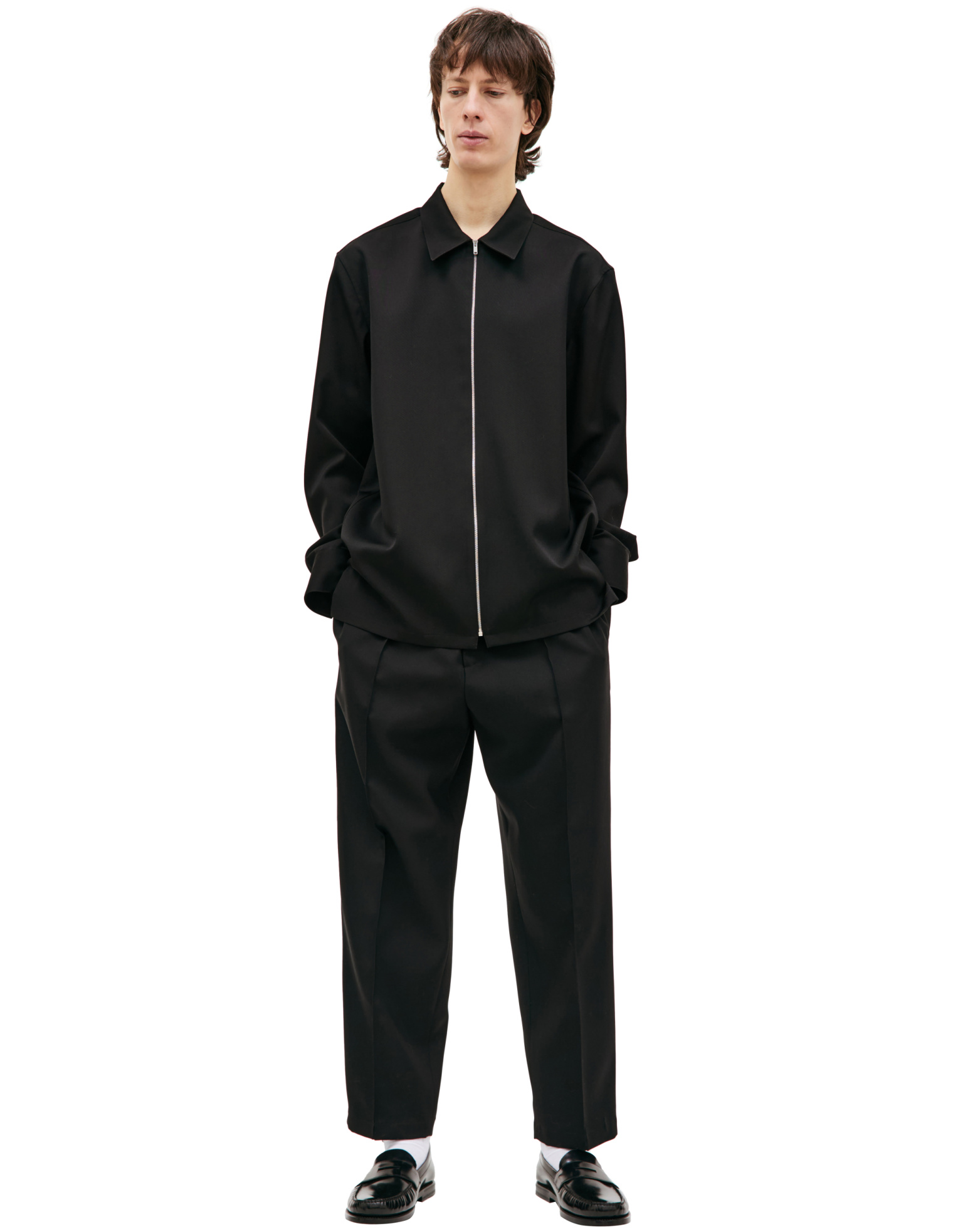Buy Jil Sander women black zip up wool shirt for $665 online on 