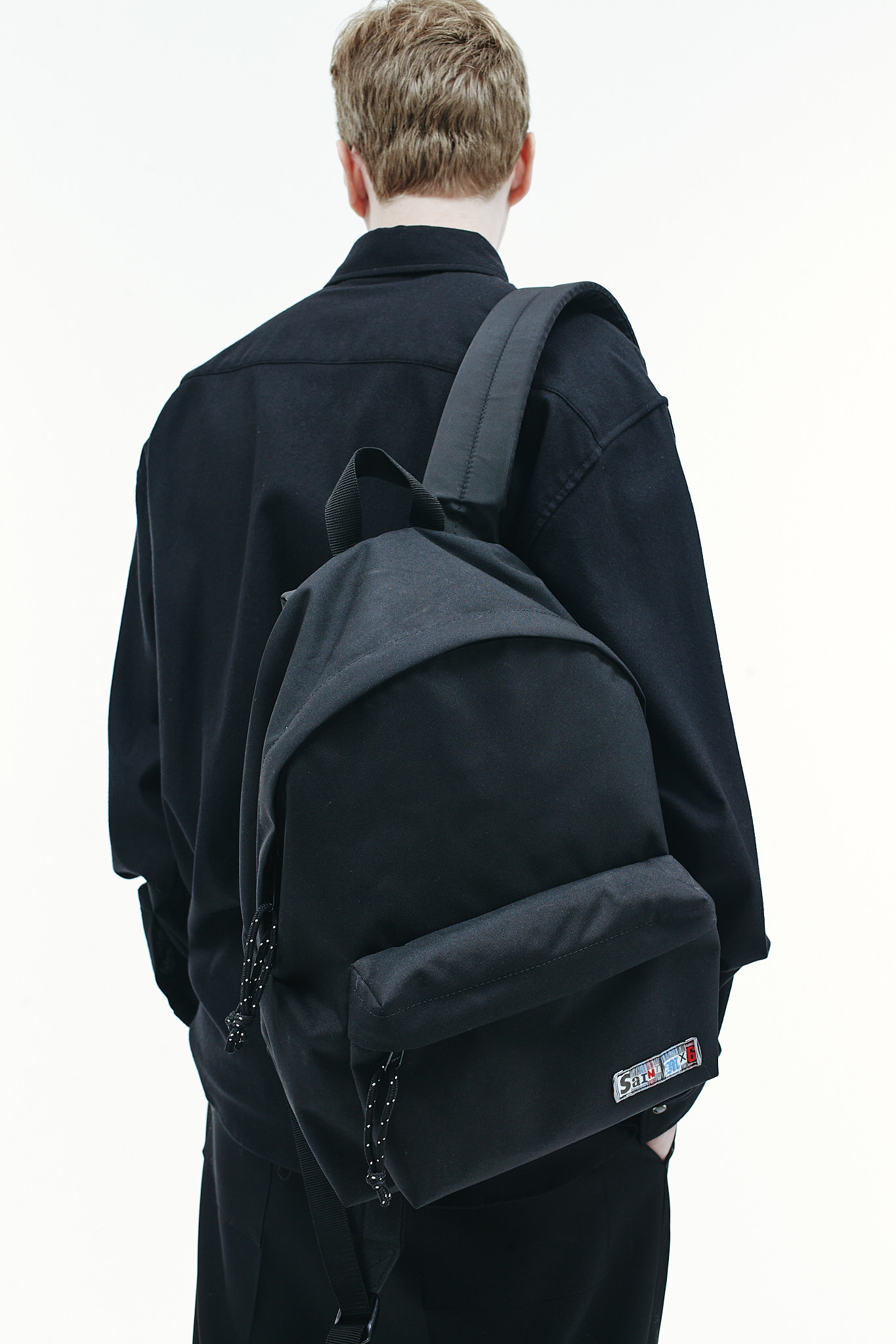Saint Michael Black small backpack  with logo patch