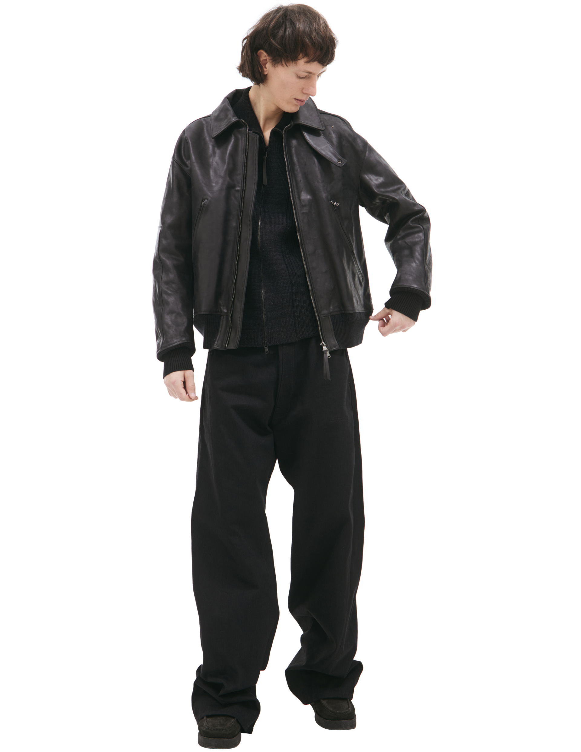 The Viridi-Anne Leather jacket with collar