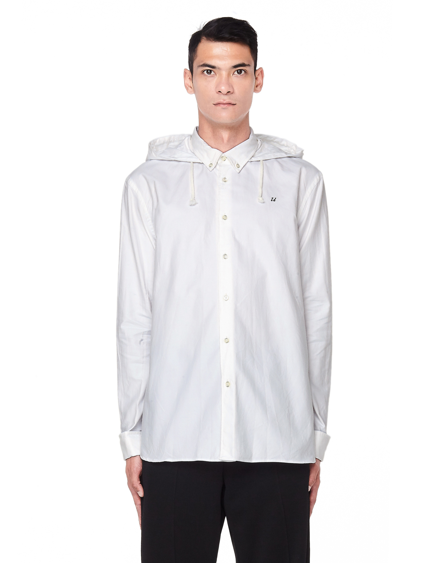 Undercover White Cotton Hooded Shirt Jacket