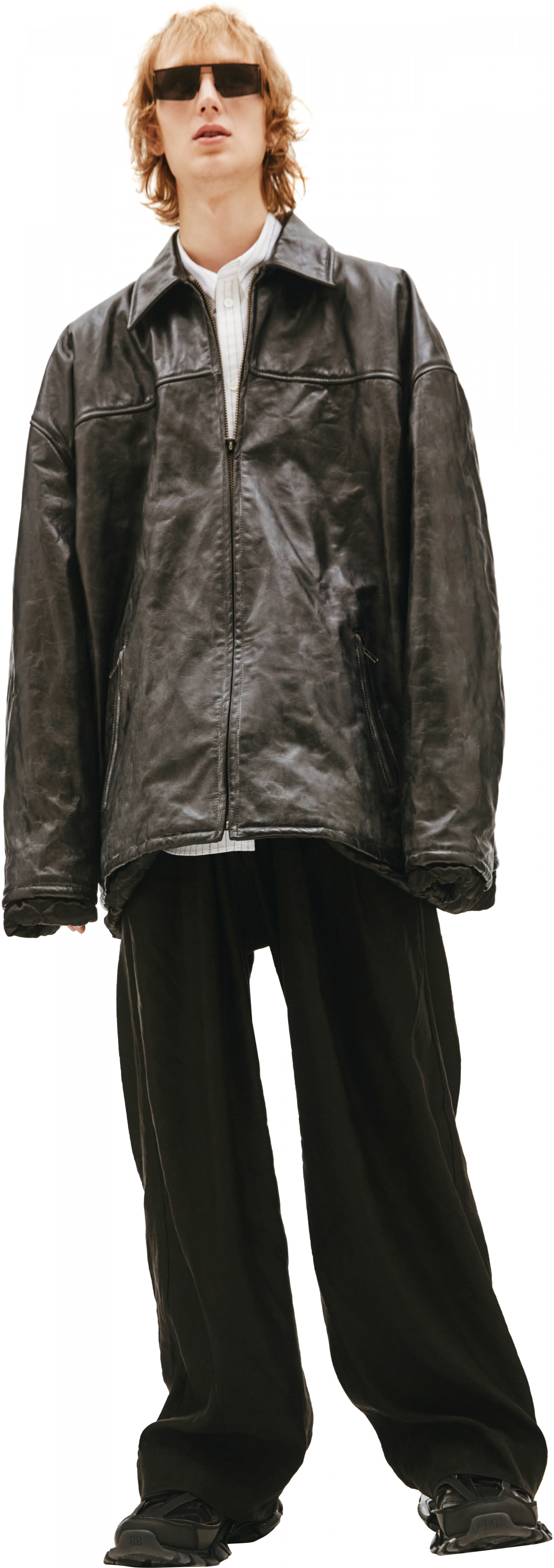 balenciaga oversized leather jacket