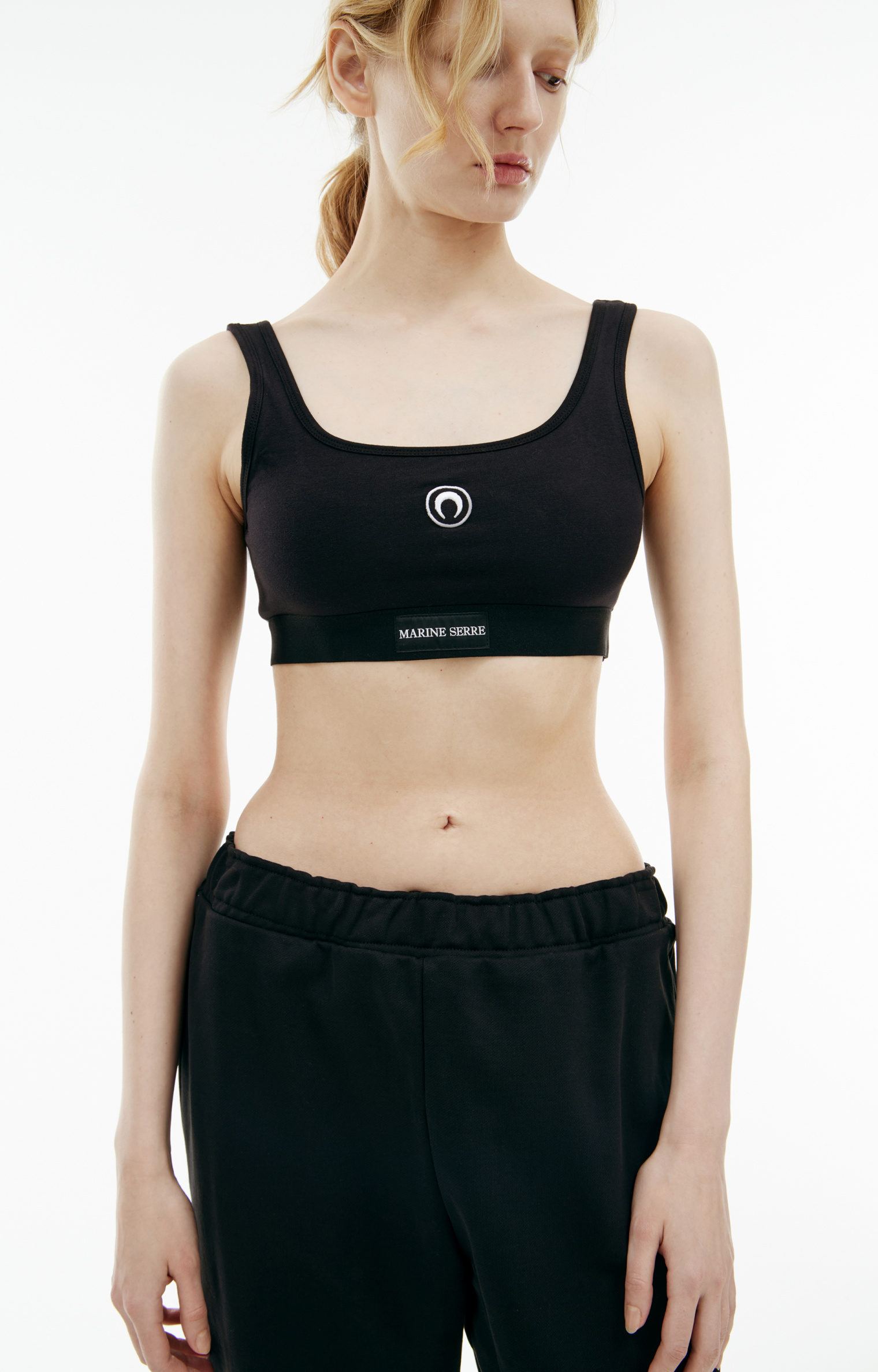 MARINE SERRE Black logo bra