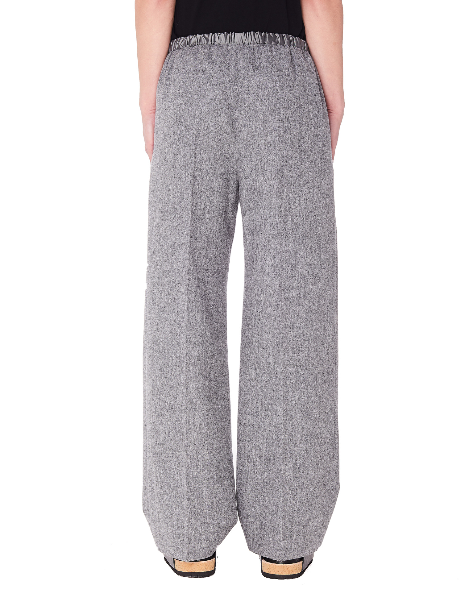 Jil Sander Grey Wool Wide Leg Trousers
