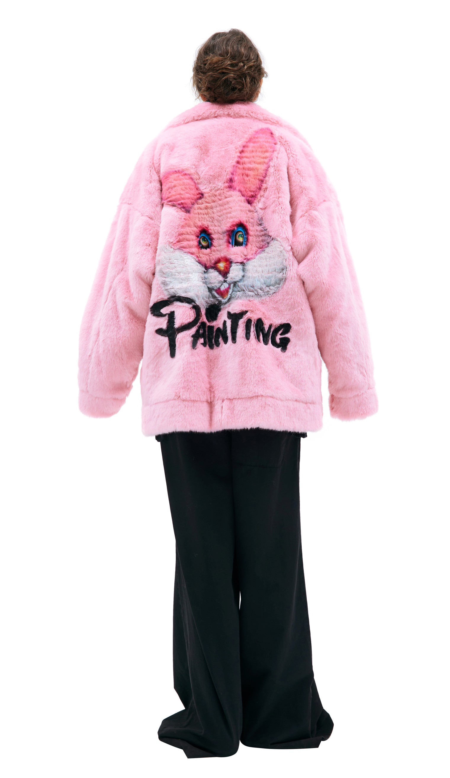 Doublet Pink hand-painted faux-fur jacket
