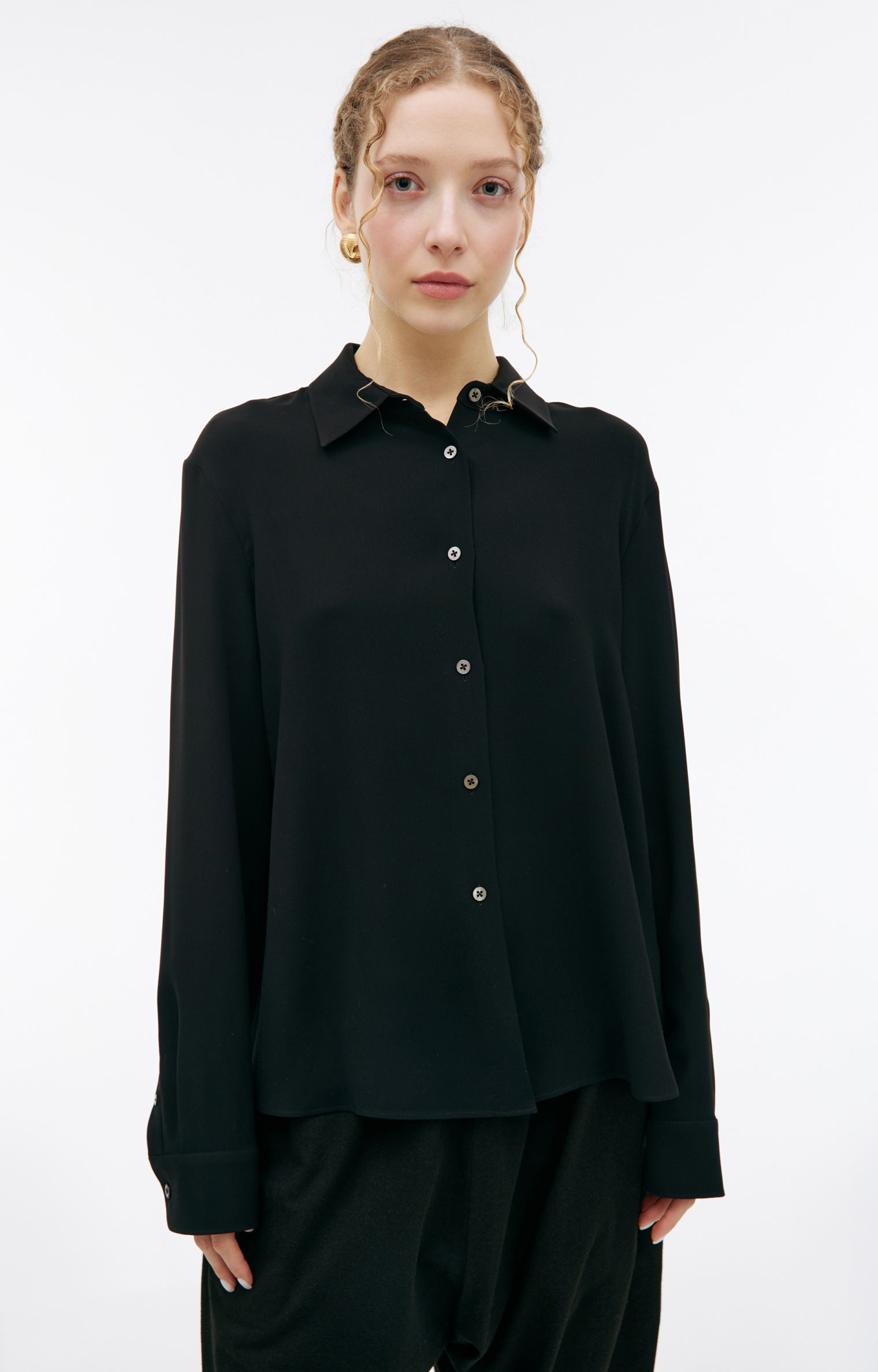 The Row Black silk shirt