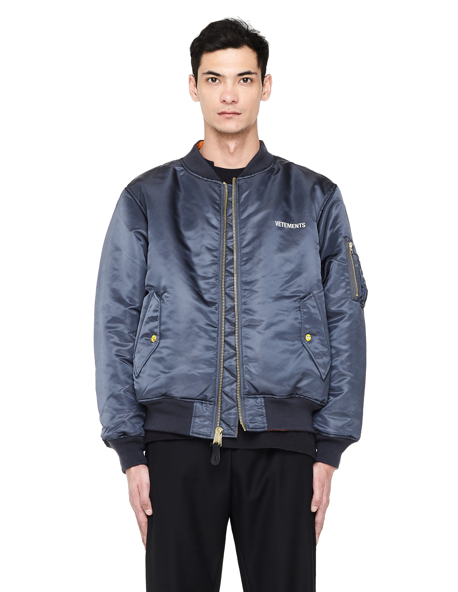 VETEMENTS Navy Blue Reversible Bomber Jacket
