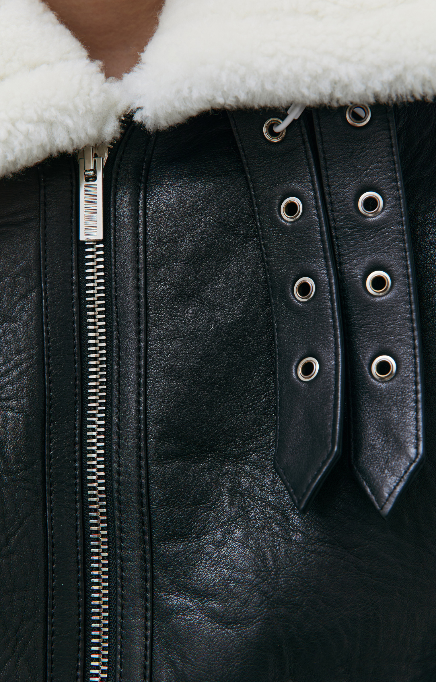 VTMNTS Black buckle shearling jacket