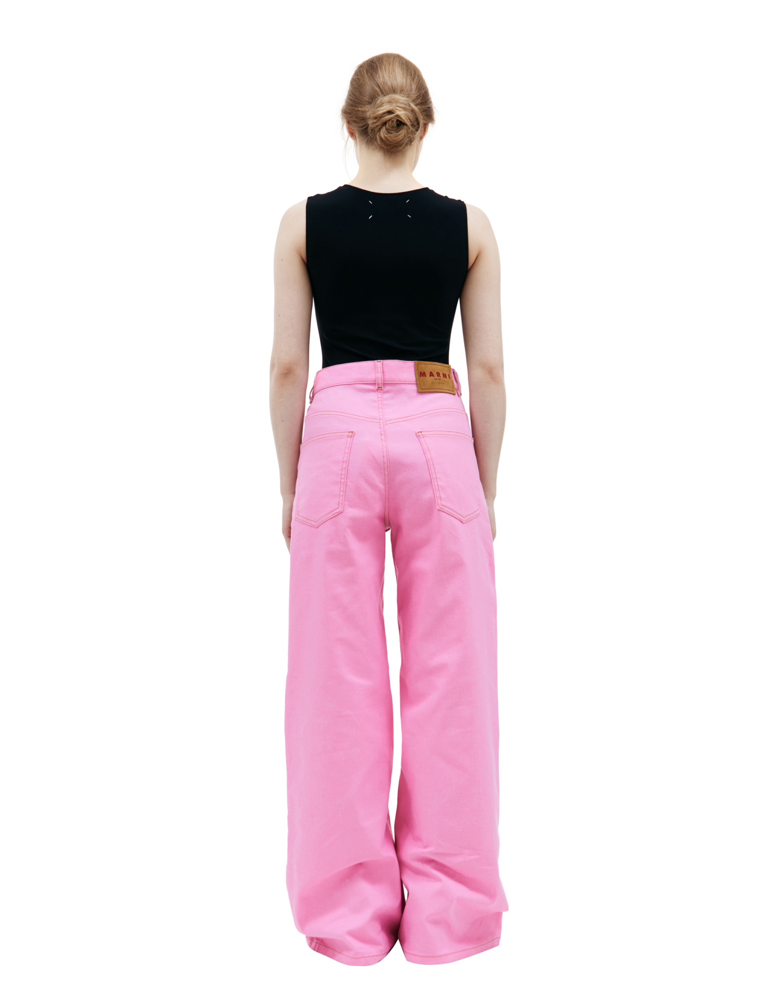 Buy Marni men pink embroidered logo jeans for $400 online on