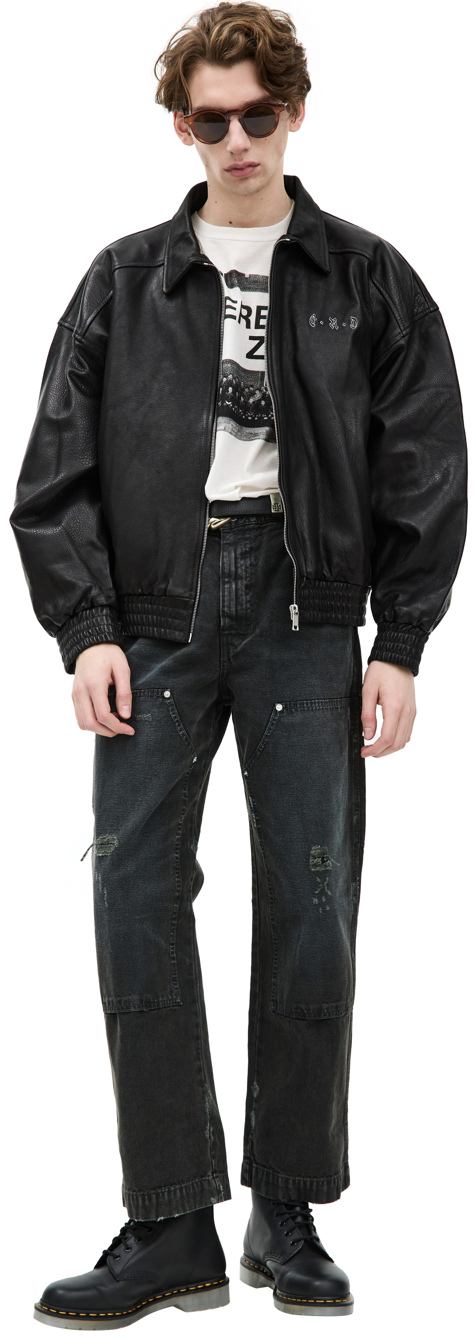 Enfants Riches Deprimes Embroidered leather jacket