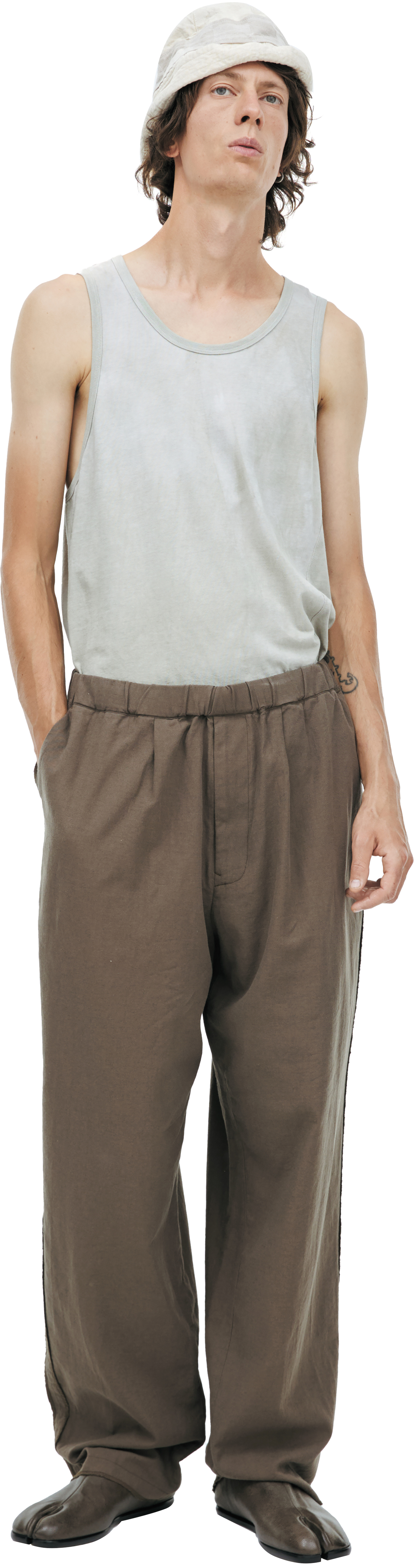 Undercover Brown trousers with an elastic waistband