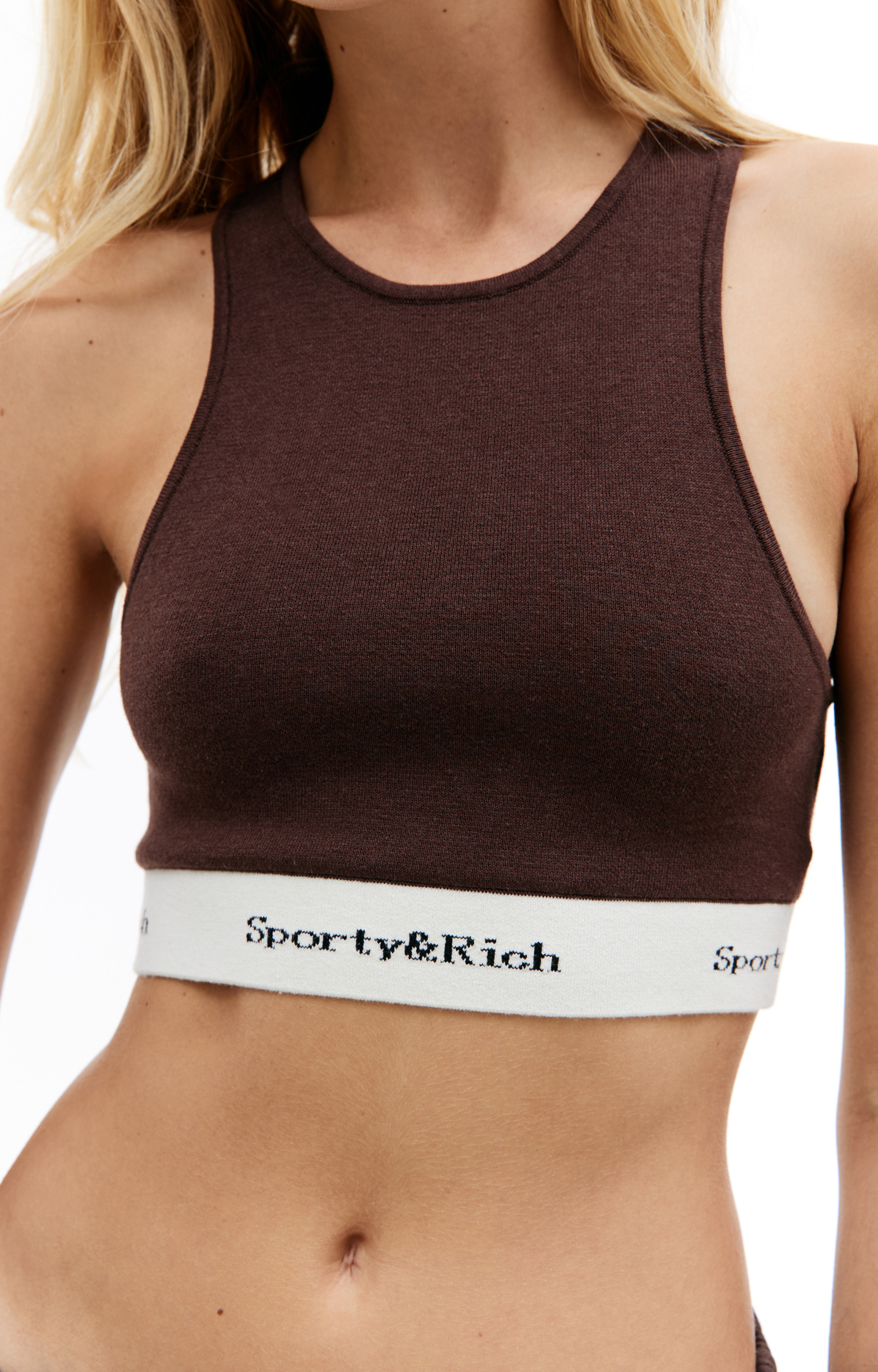 SPORTY & RICH Serif logo knitted tank top